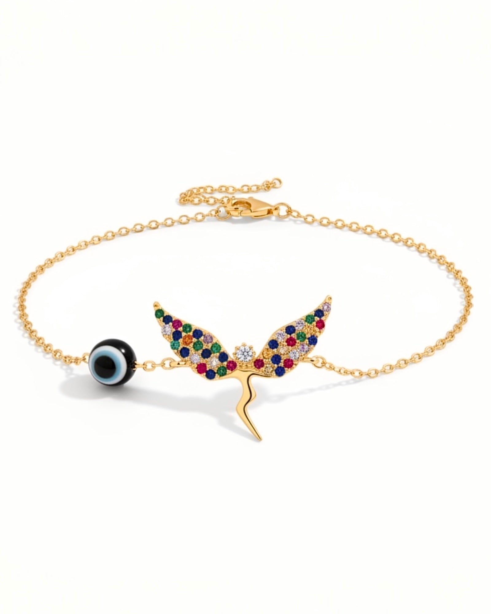 Pulseira  Fada Colorida em Prata Dourada