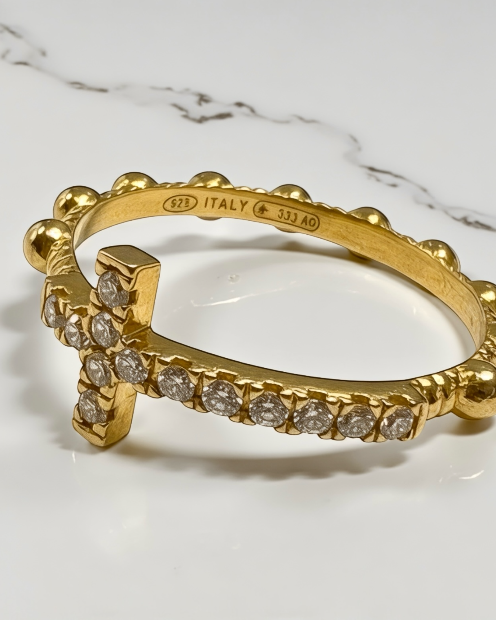 Gold-plated silver cross ring