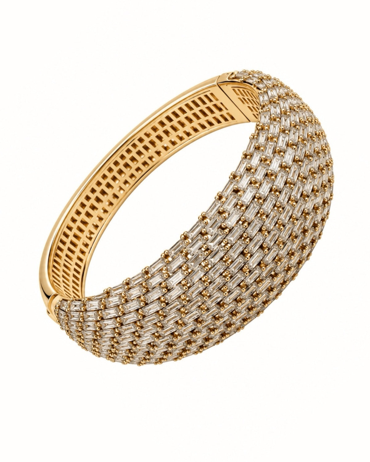 Escrava / Pulseira Baguetes em Prata Dourada