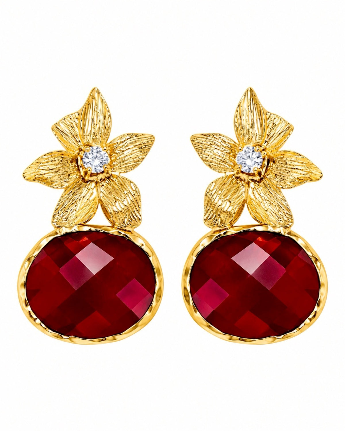 Gold-plated silver flower earrings