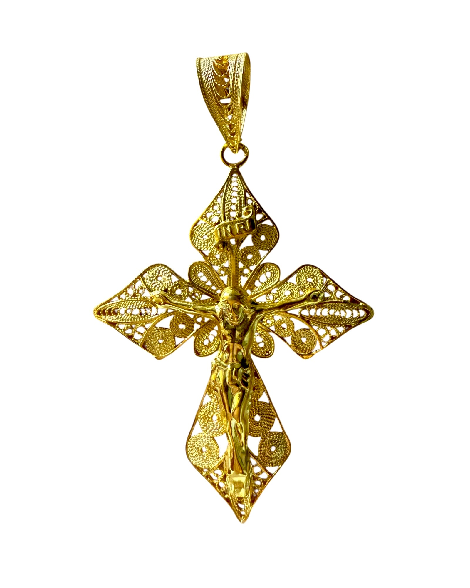 Filigree Cross Medal in Gilded Silver