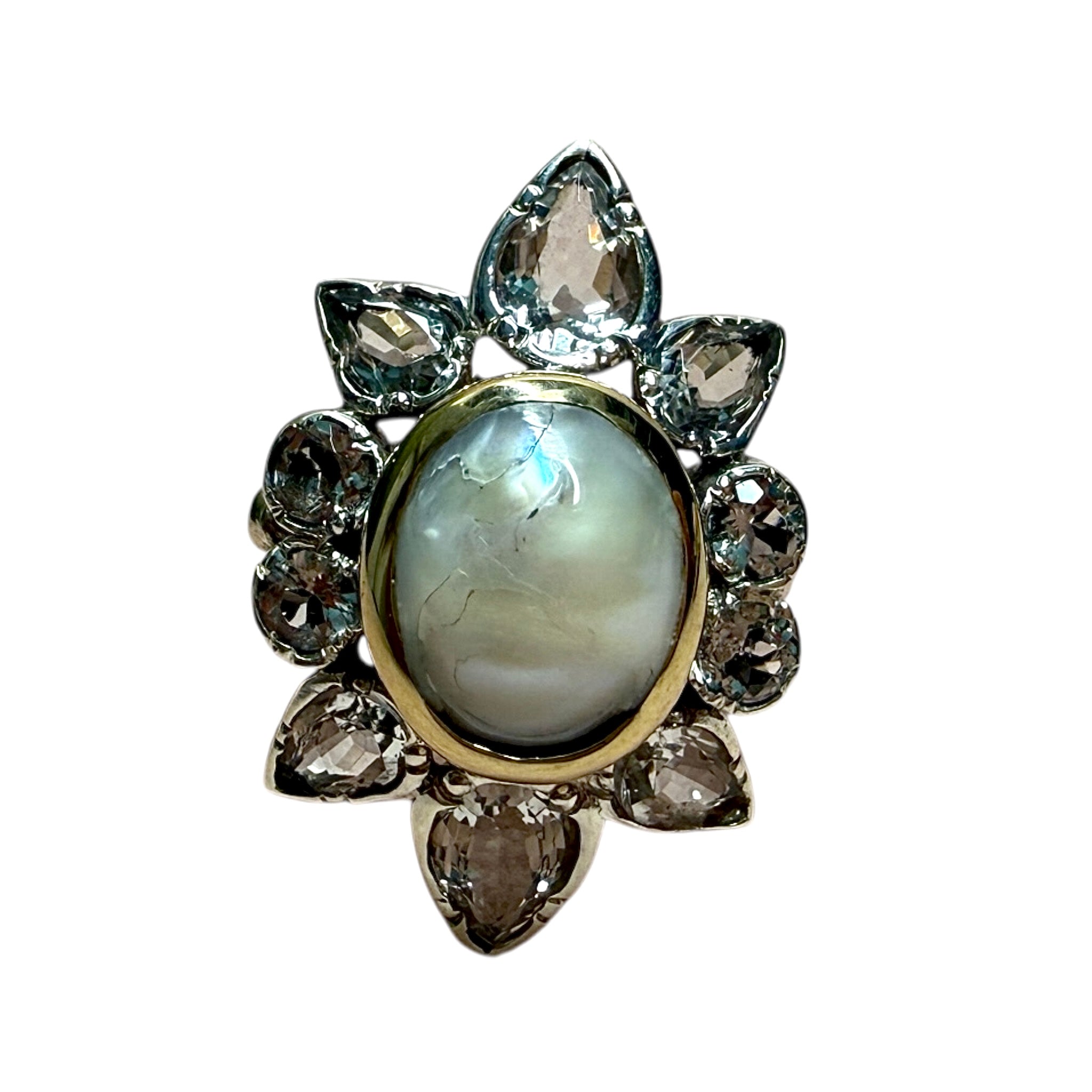 Pearl Ring in Silver and Gold