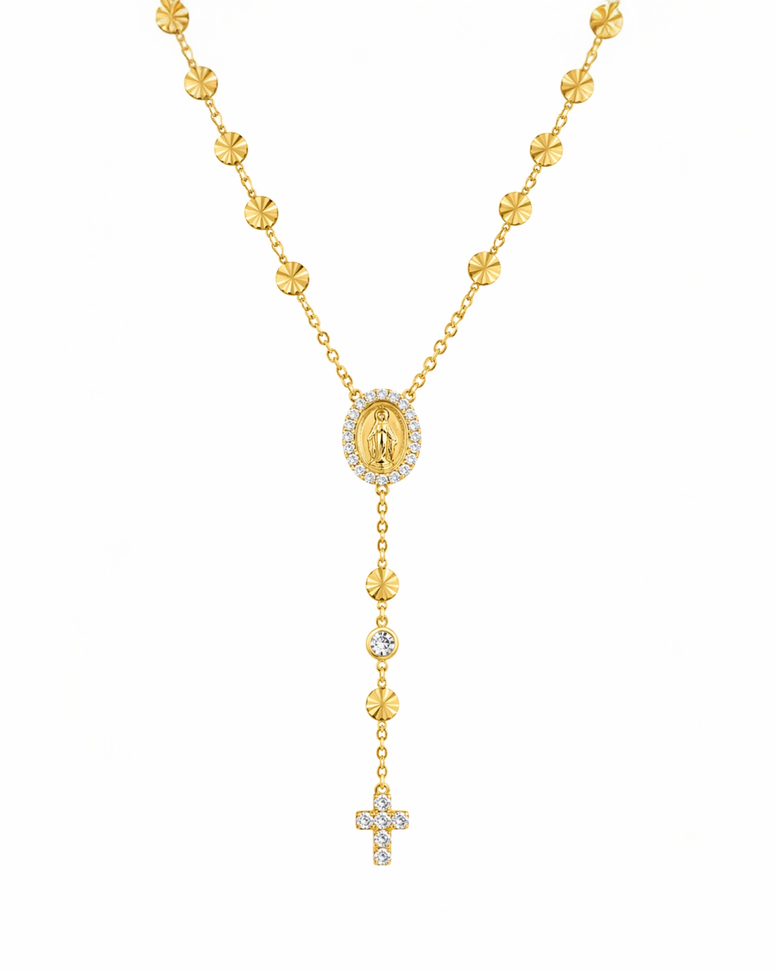 Gold-plated silver rosary necklace