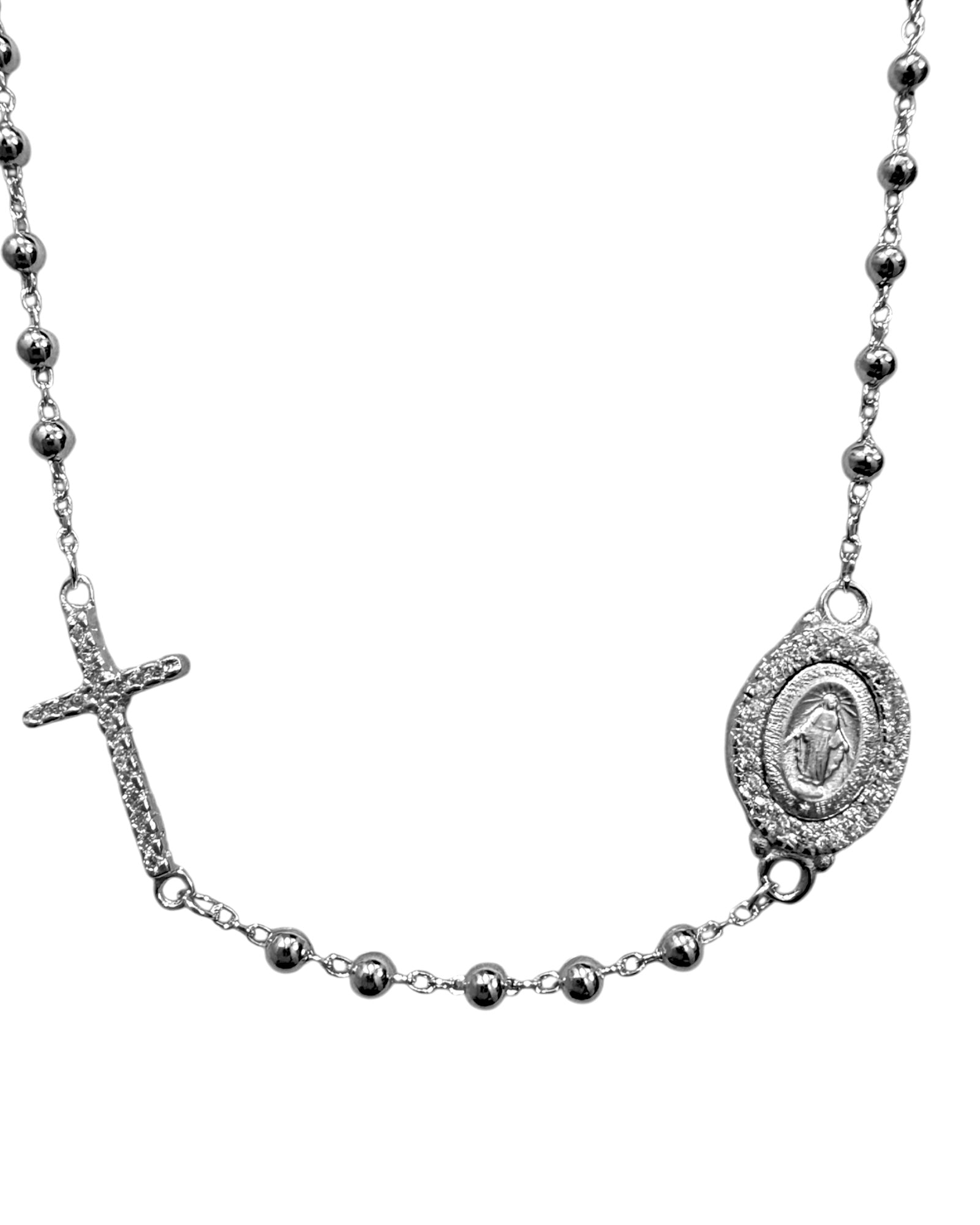 Silver Rosary Necklace