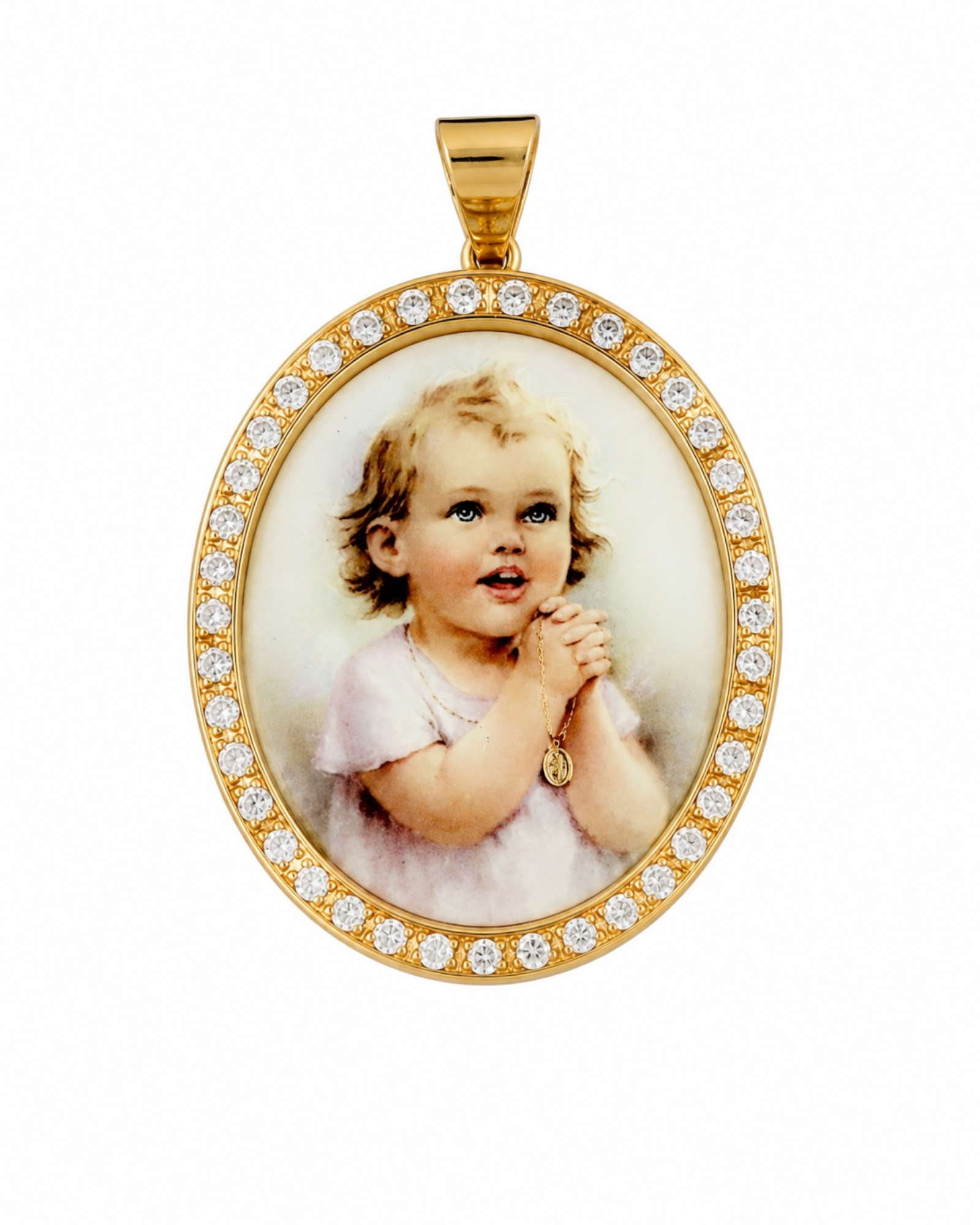 Medalha Menino Jesus em Prata Rosa