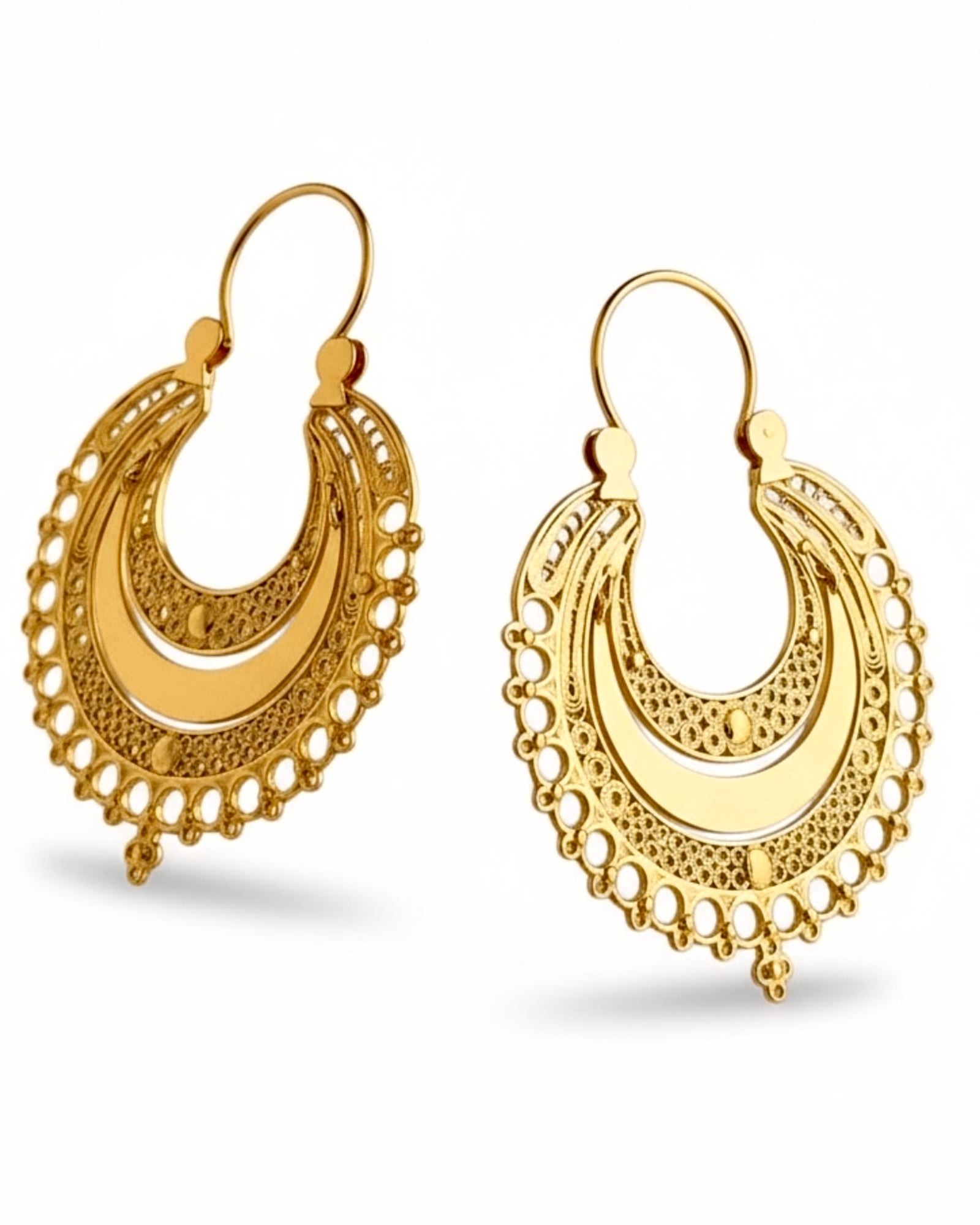 Filigree Earrings in Gold Plated Silver
