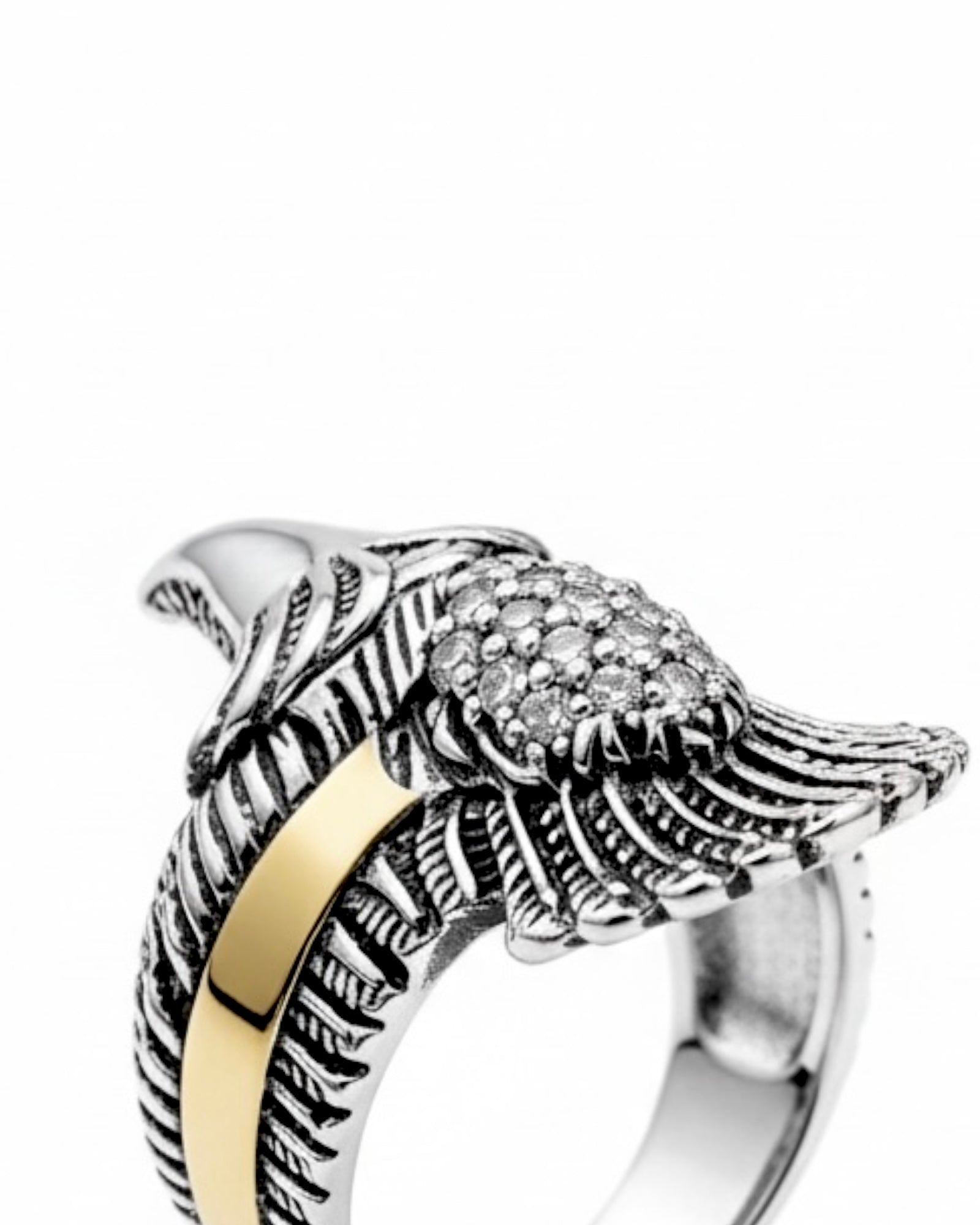 Anel Fenix em Prata e Ouro