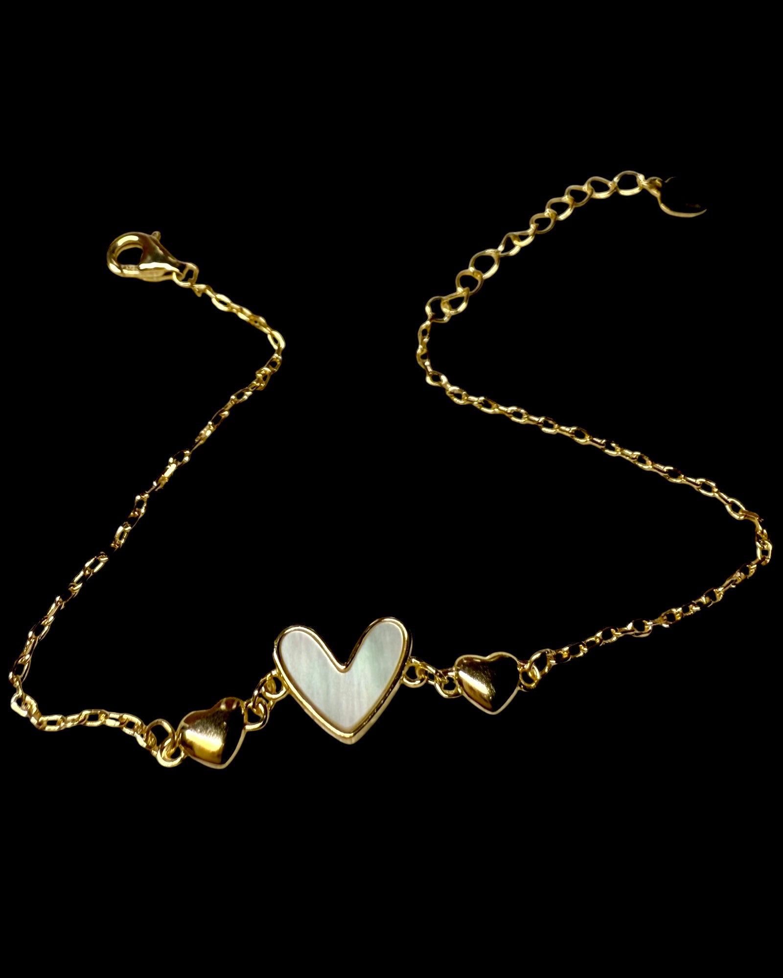 Pulseira Coração em Prata Dourada