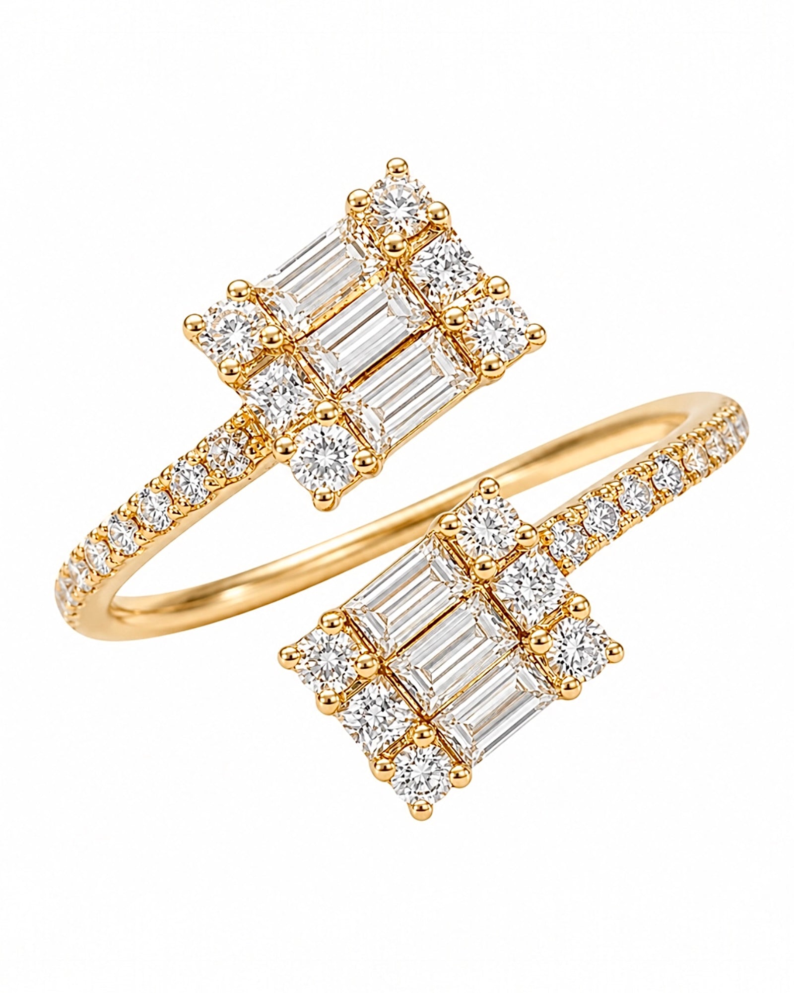 Gold-plated silver baguette ring