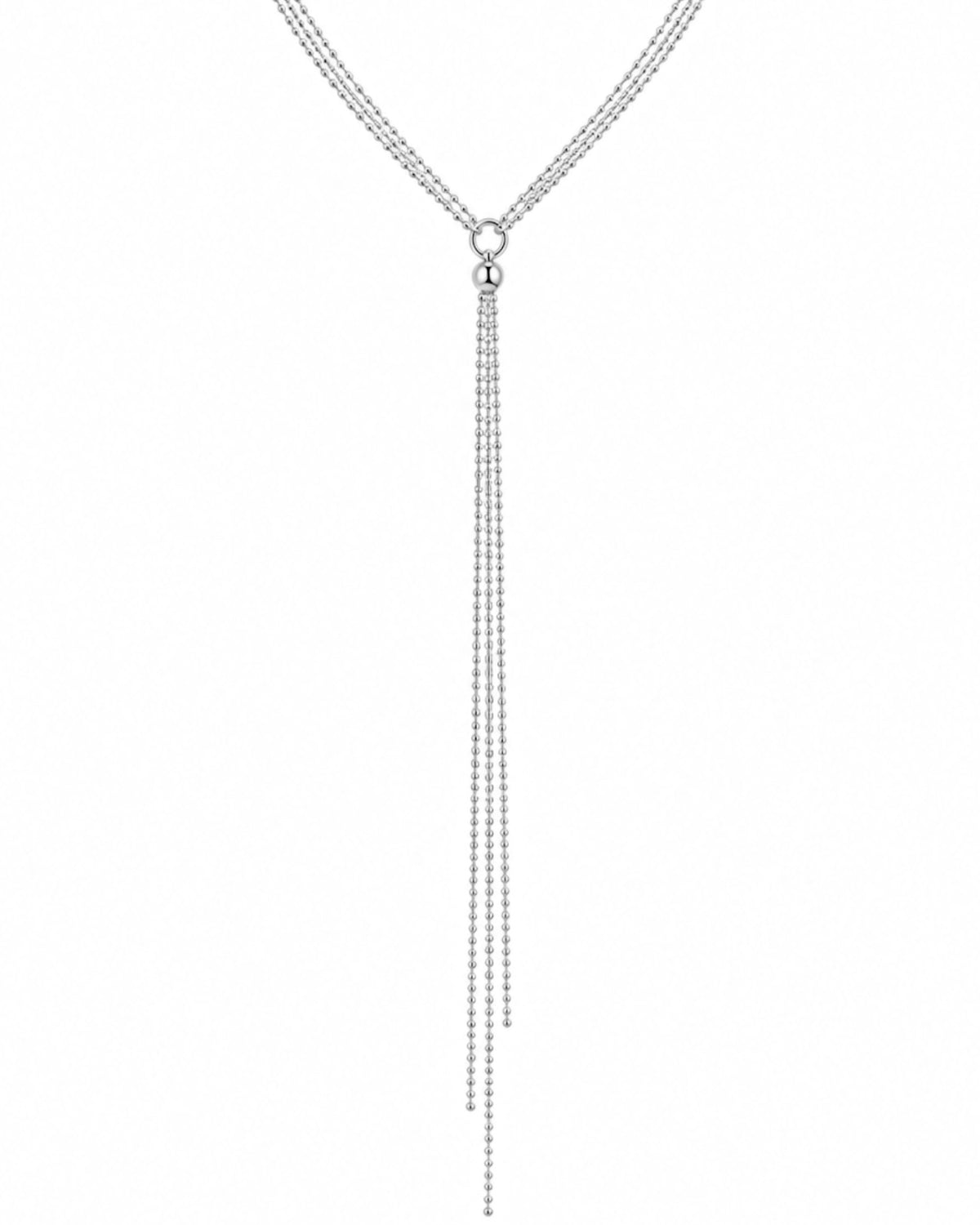 Long Necklace with Front-Wearing Chain in Silver - Customizable
