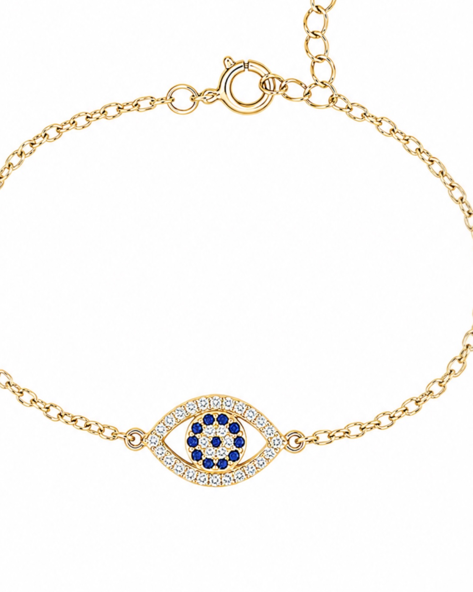 Pulseira com Olho da Sorte em Prata Dourada