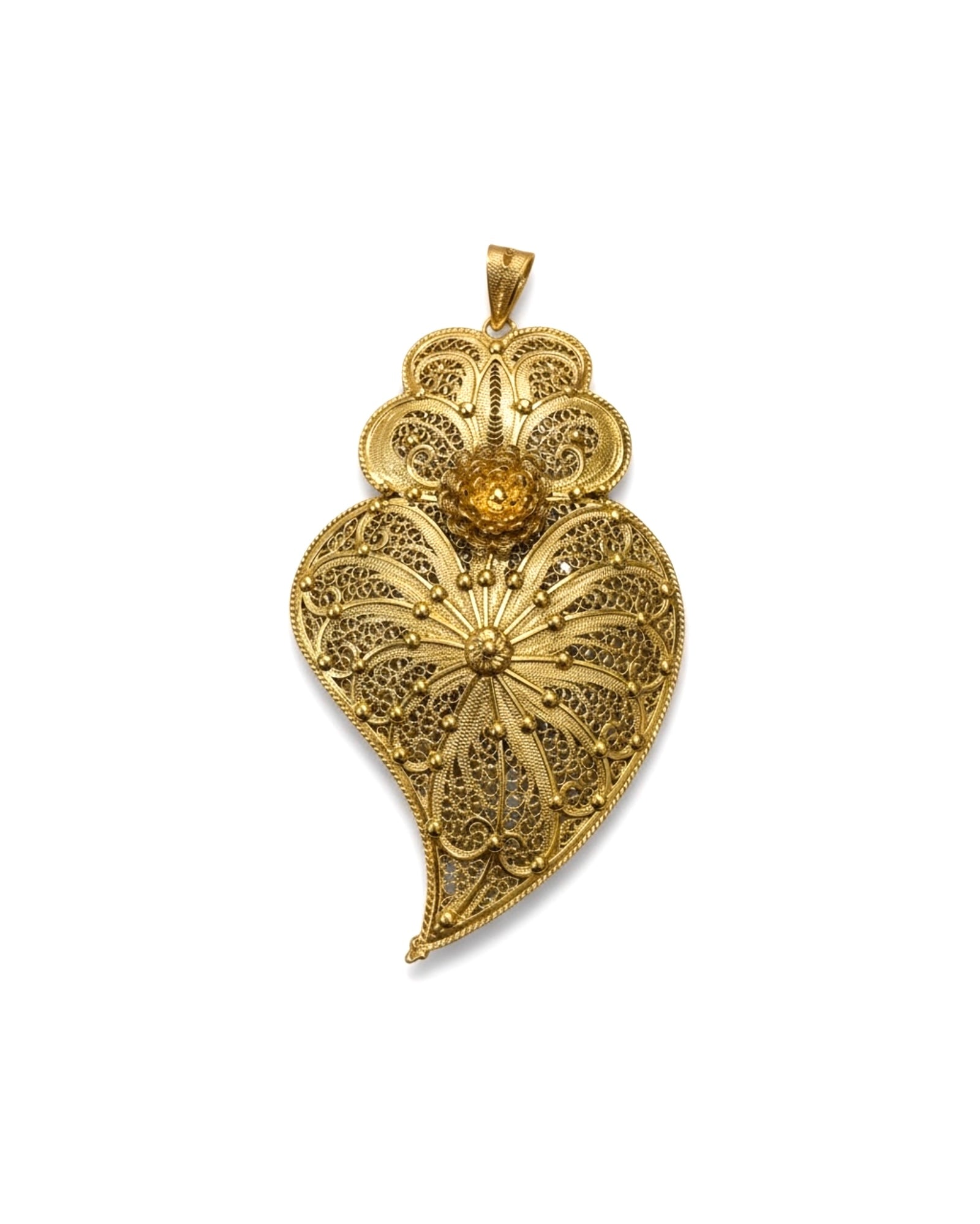 Viana Floral Heart Medal in Gilded Silver