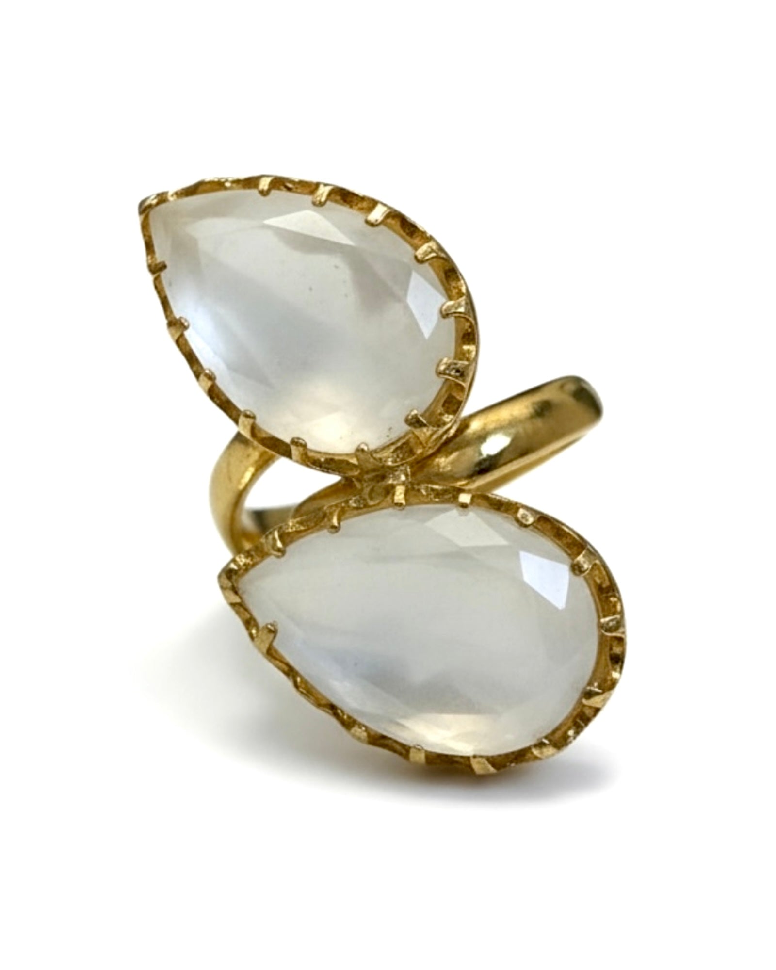 Anel Gotas em Prata Dourada