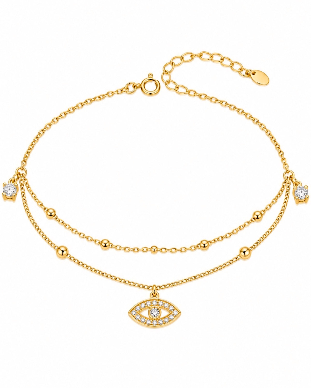 Pulseira com Olho da Sorte  em Prata Dourada