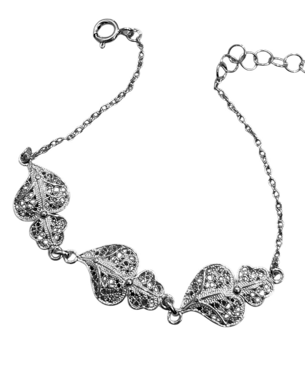Viana Heart Bracelet in Silver Filigree