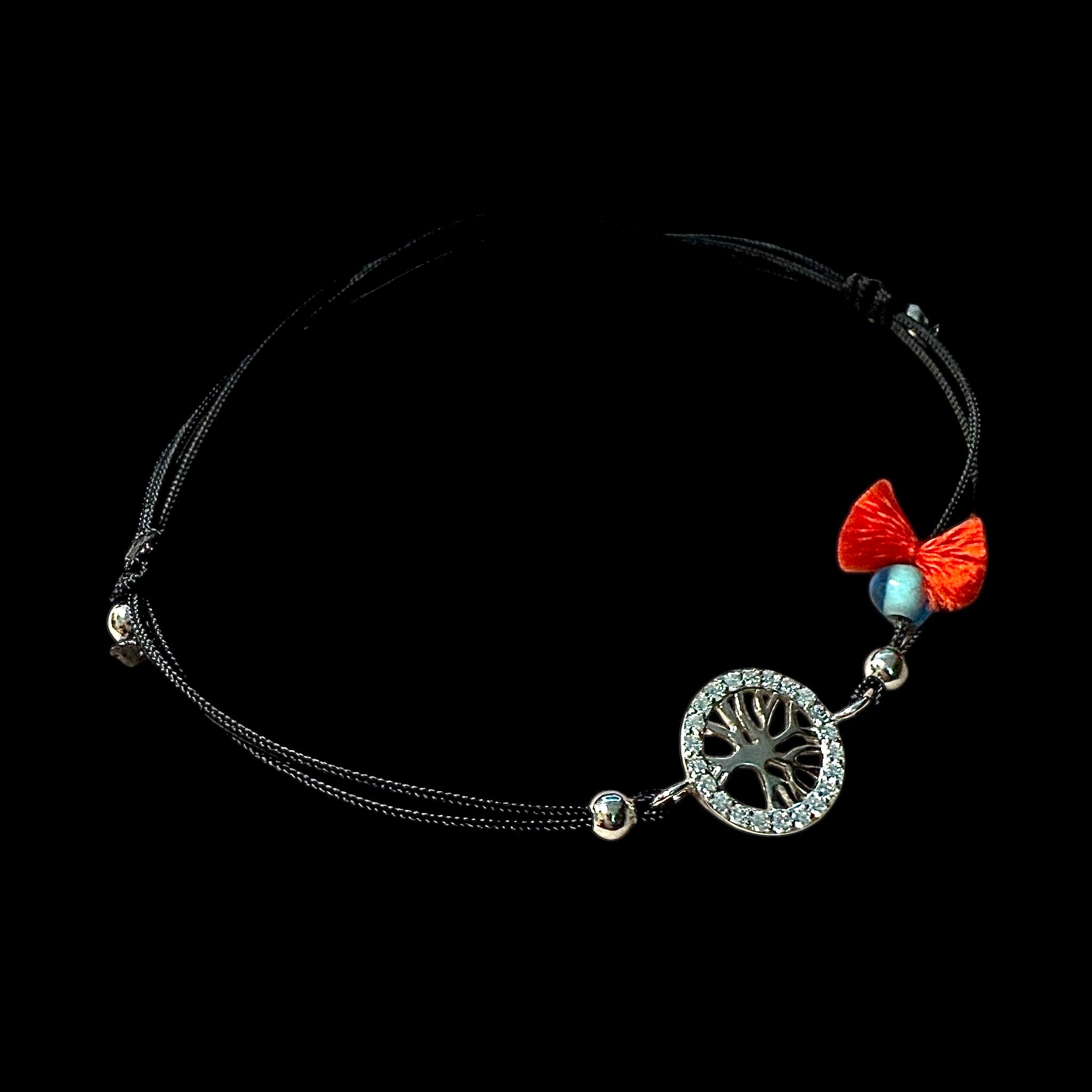 Pulseira Seda Árvore da Vida Prata