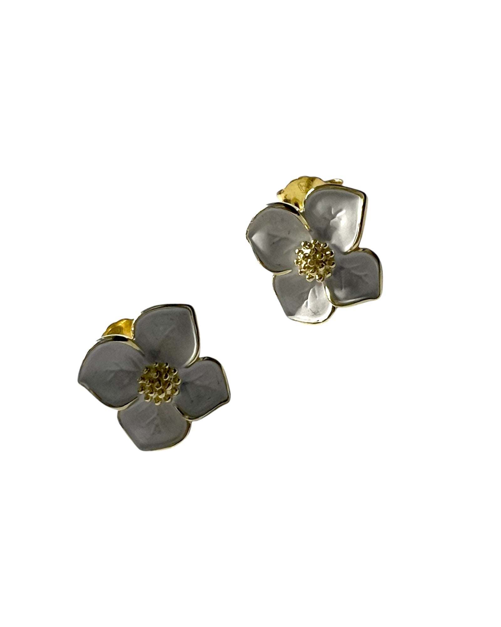 Brincos Flores em Prata Dourada