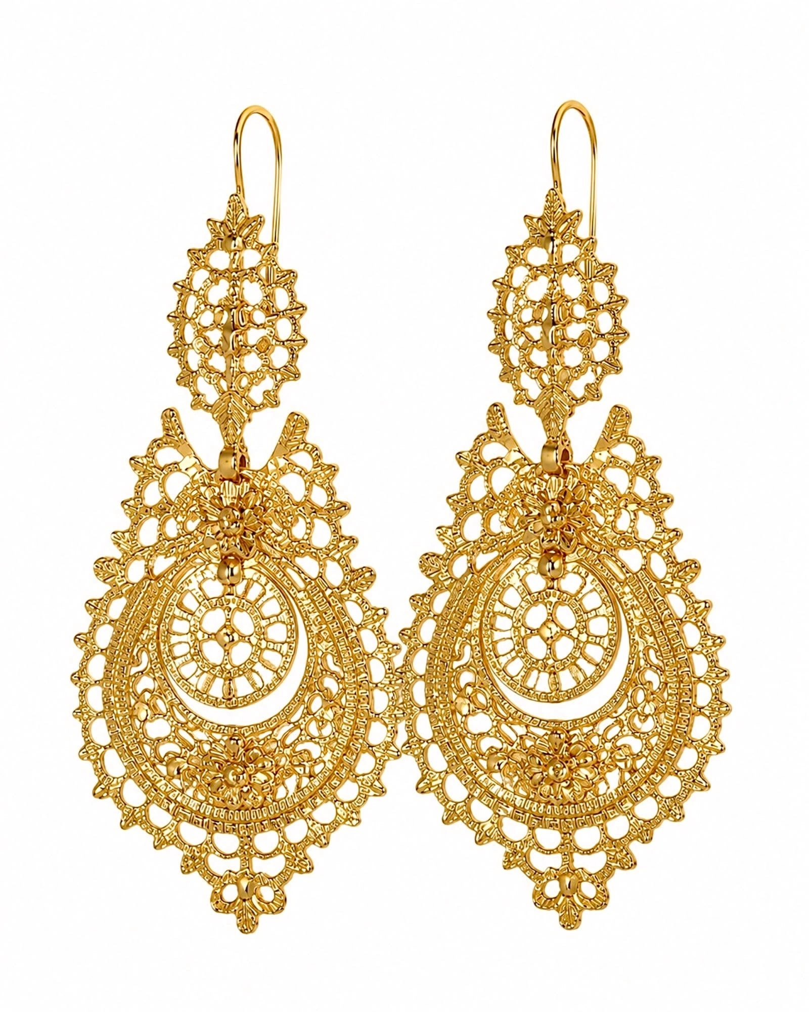 Brincos à Rainha em Ouro 19kl - 8cm