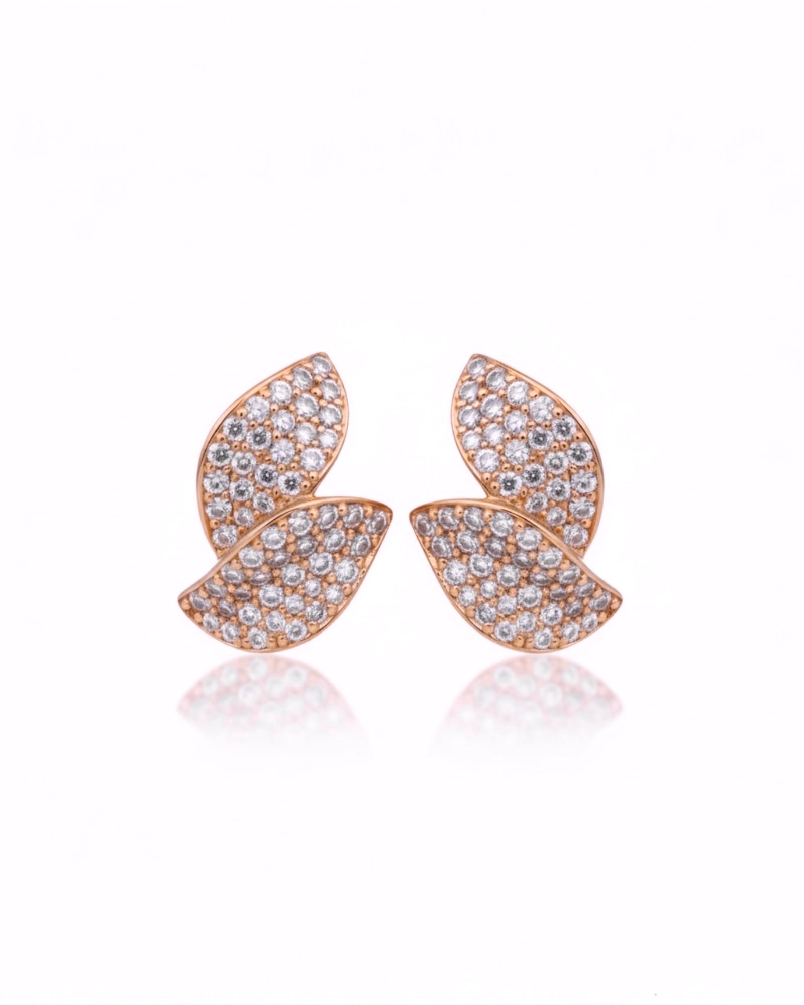 Brincos 2 Pétalas Mini em Prata Rosa