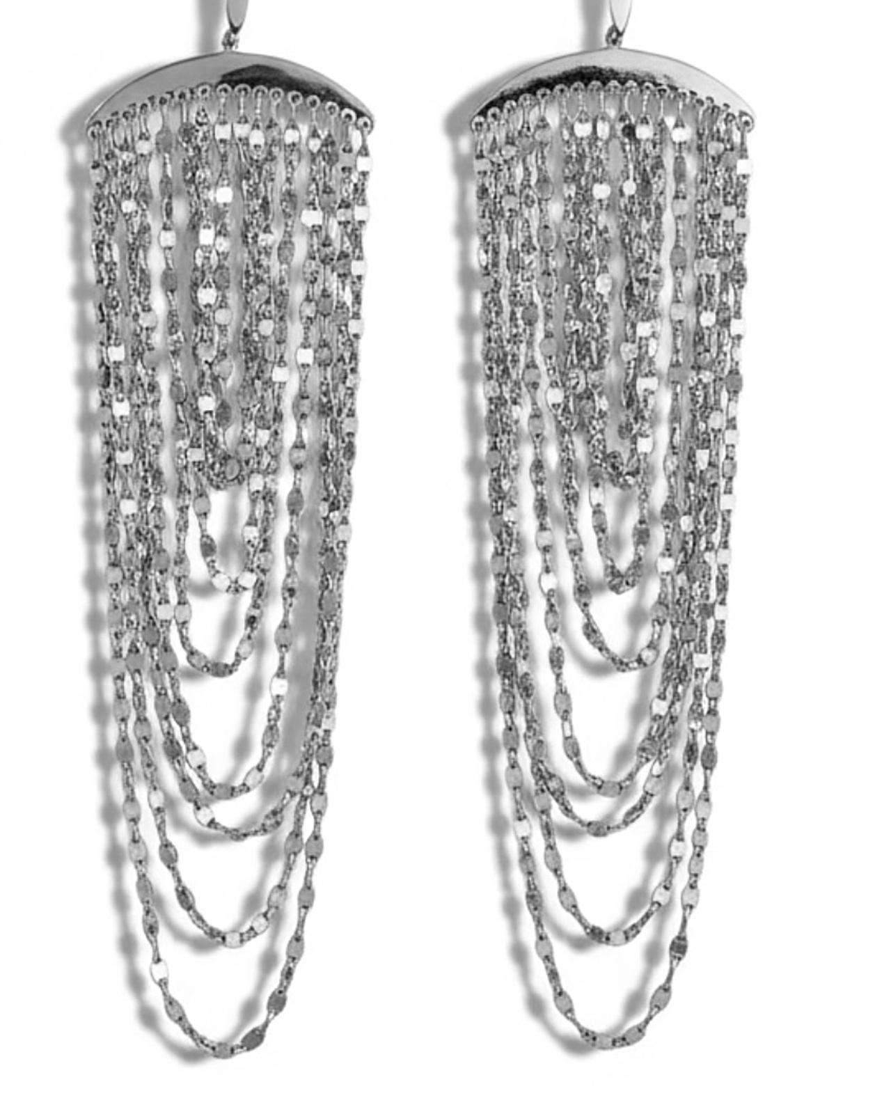 Cascade Earrings with Sparkle in White Silver