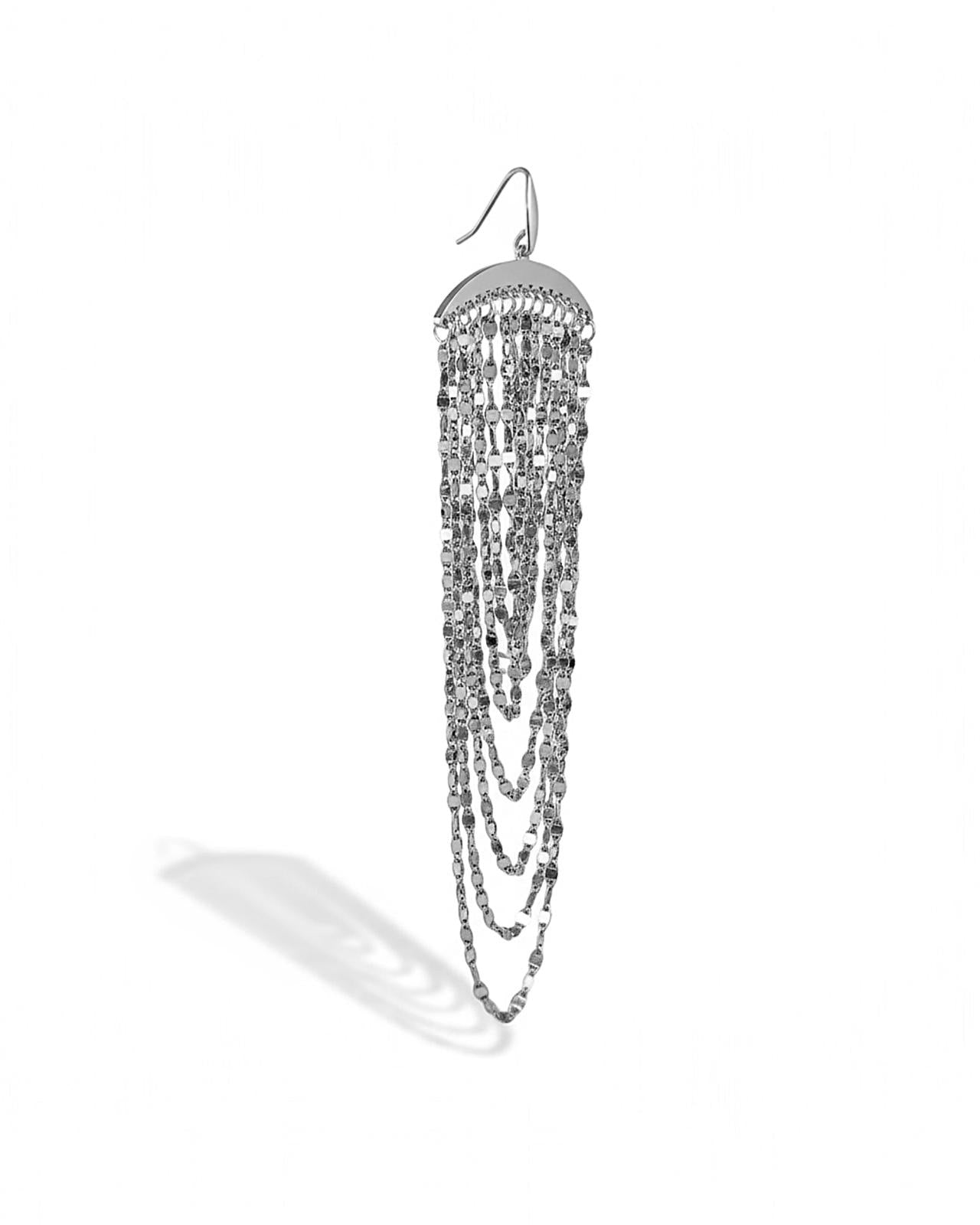 Brincos Cascata com Brilho em Prata Branca