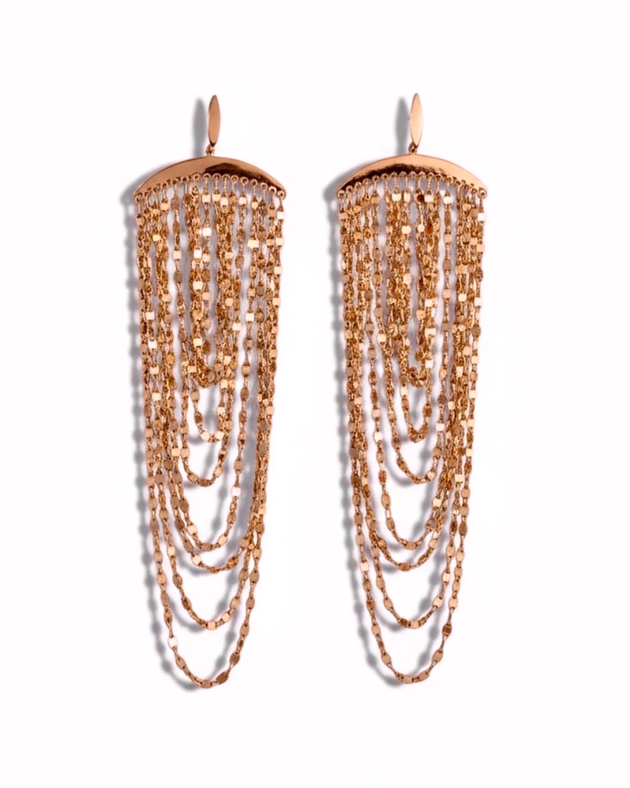 Brincos Cascata com Brilho em Prata Rosa