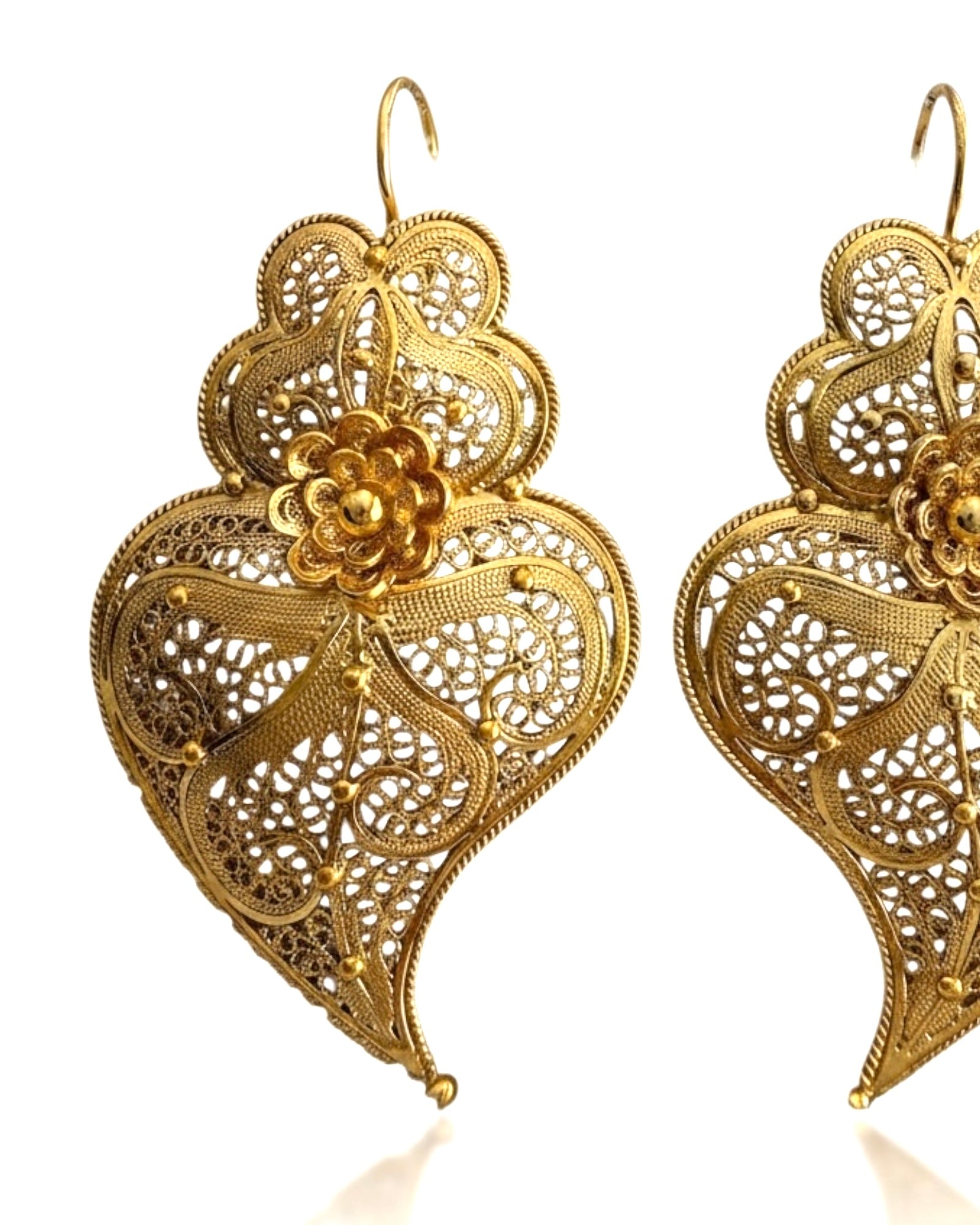 Brincos Coração de Viana em Prata Dourada (Cópia)