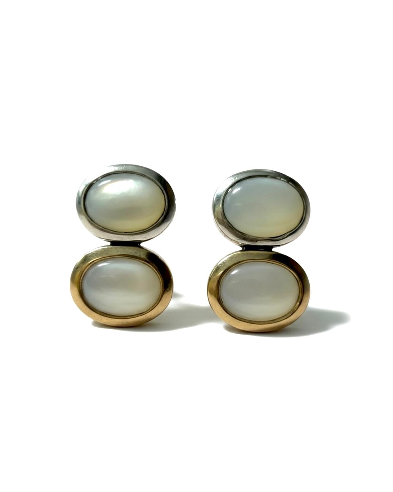 Brincos Duplo Brilho em Prata e Ouro