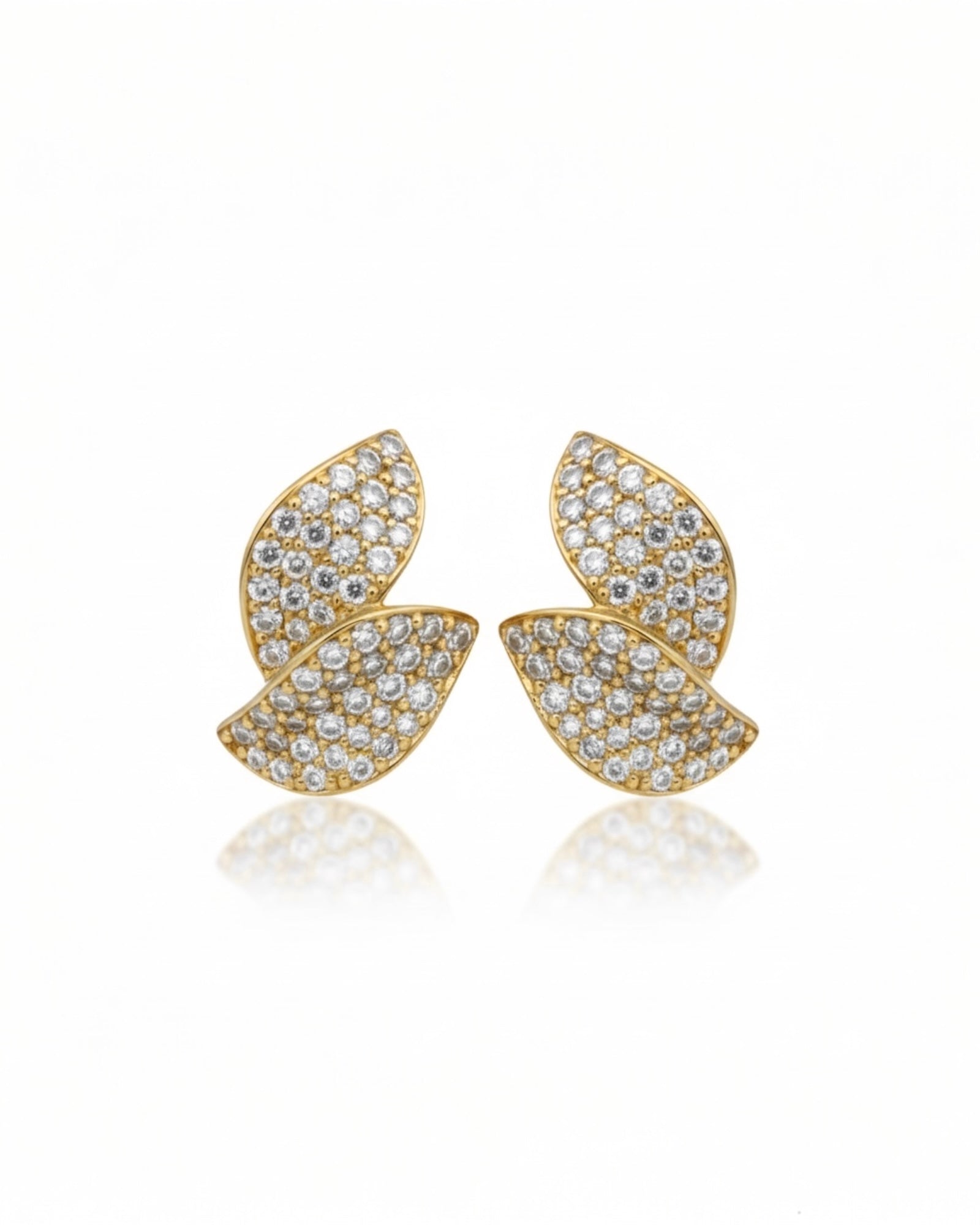 Brincos 2 Pétalas Mini em Prata Dourada