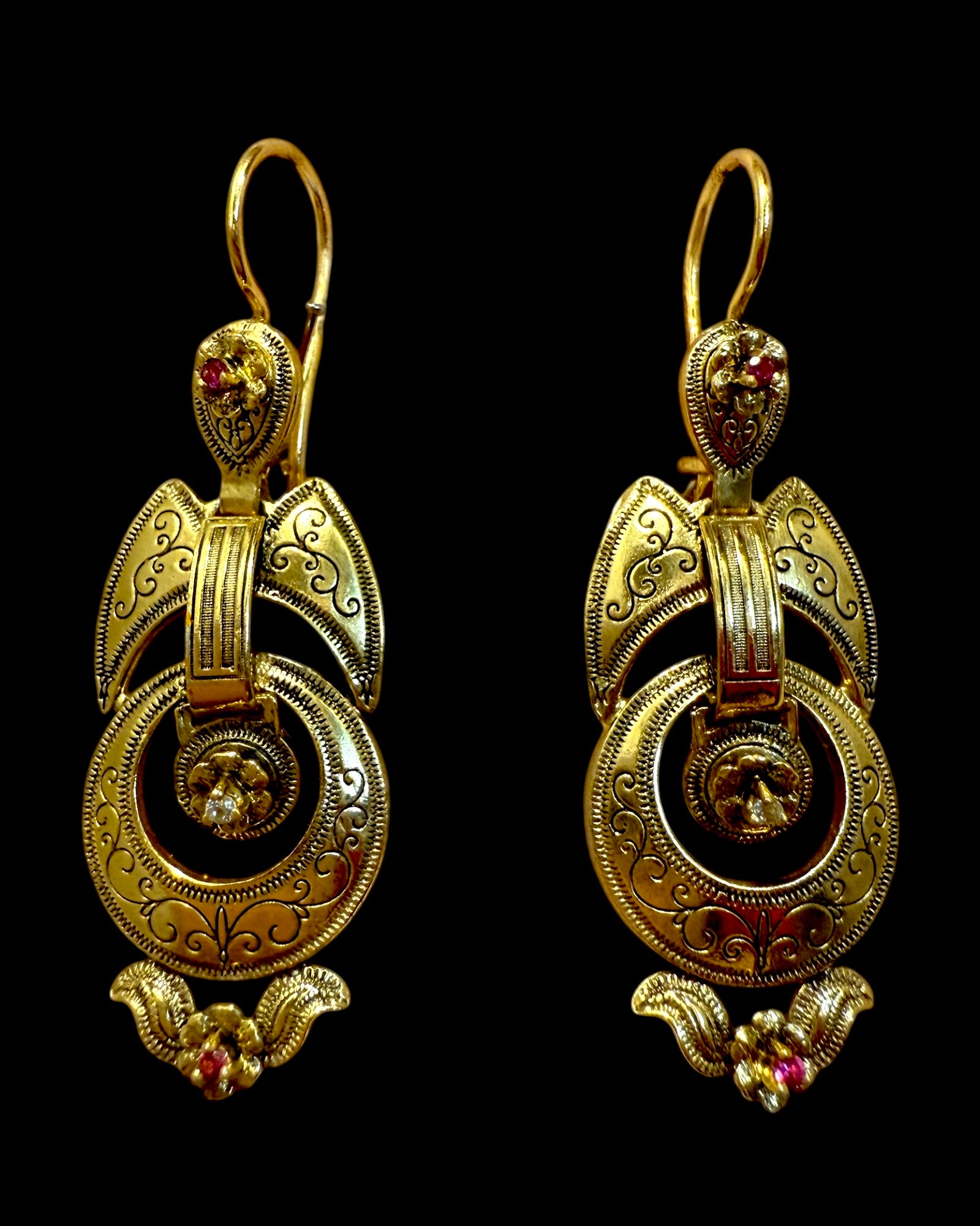 Baroque Filigree Princess Earrings in Gold Plated Silver