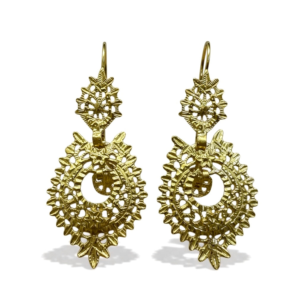 Brincos à Rainha em Prata Dourada (com gancho) Nº3