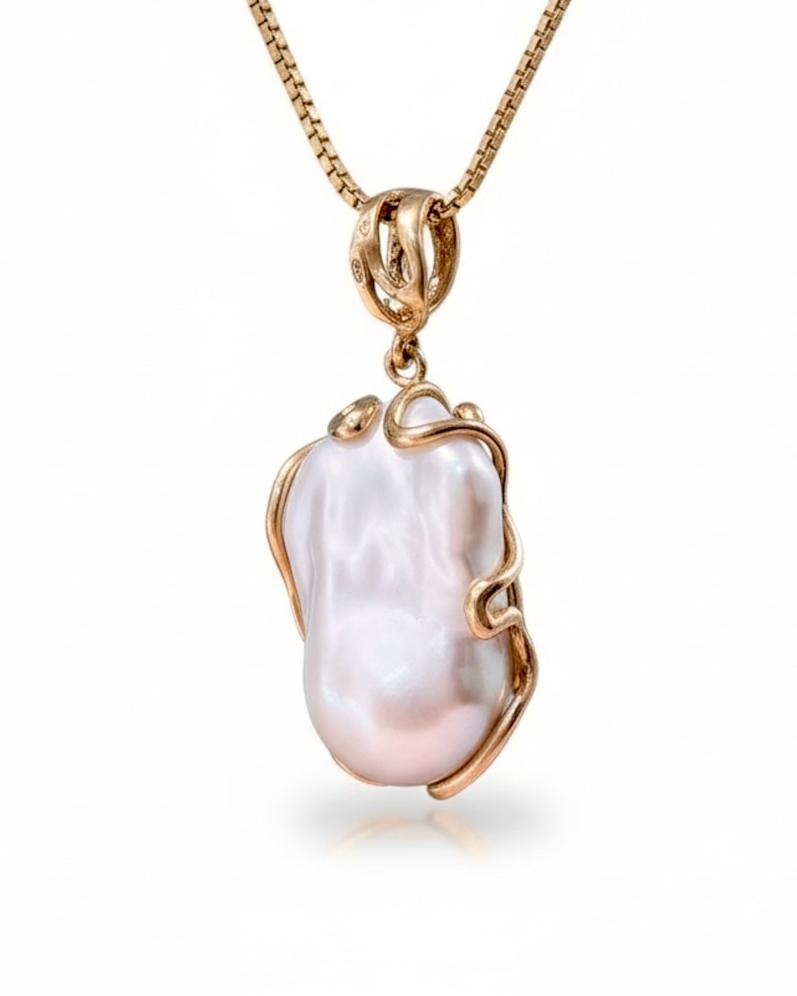 Colar de Pérola Barroca em Prata Dourada