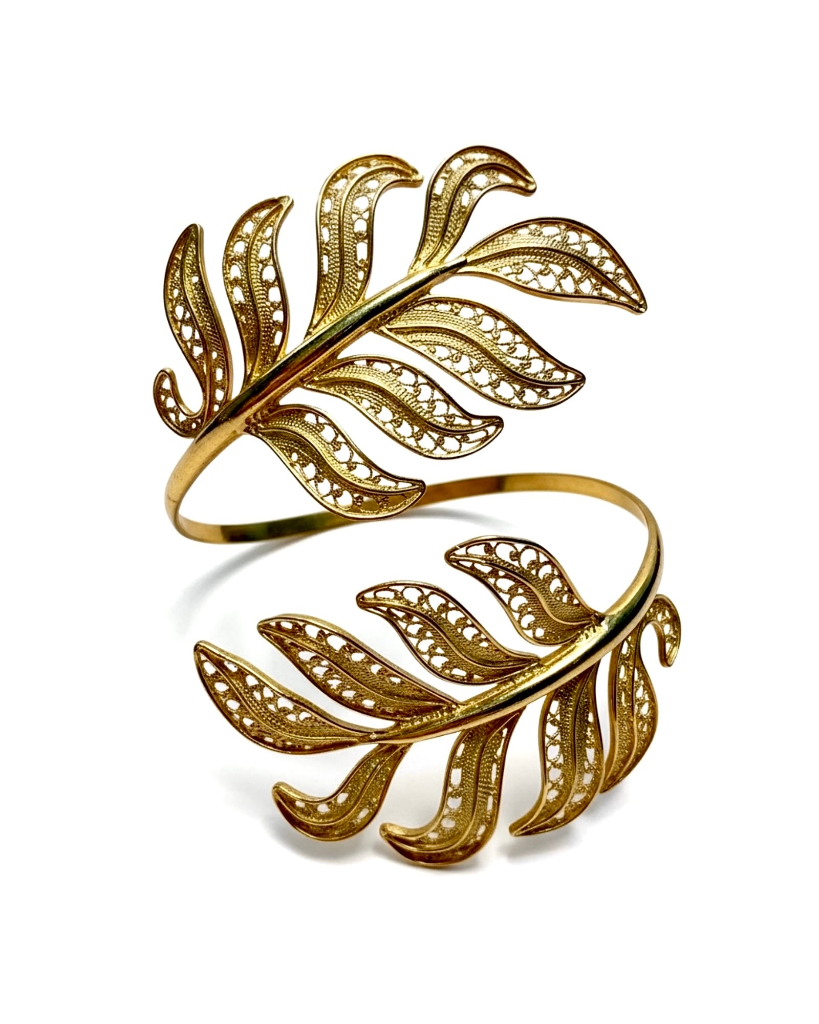 Pulseira Folhas de Filigrana em Prata Dourada
