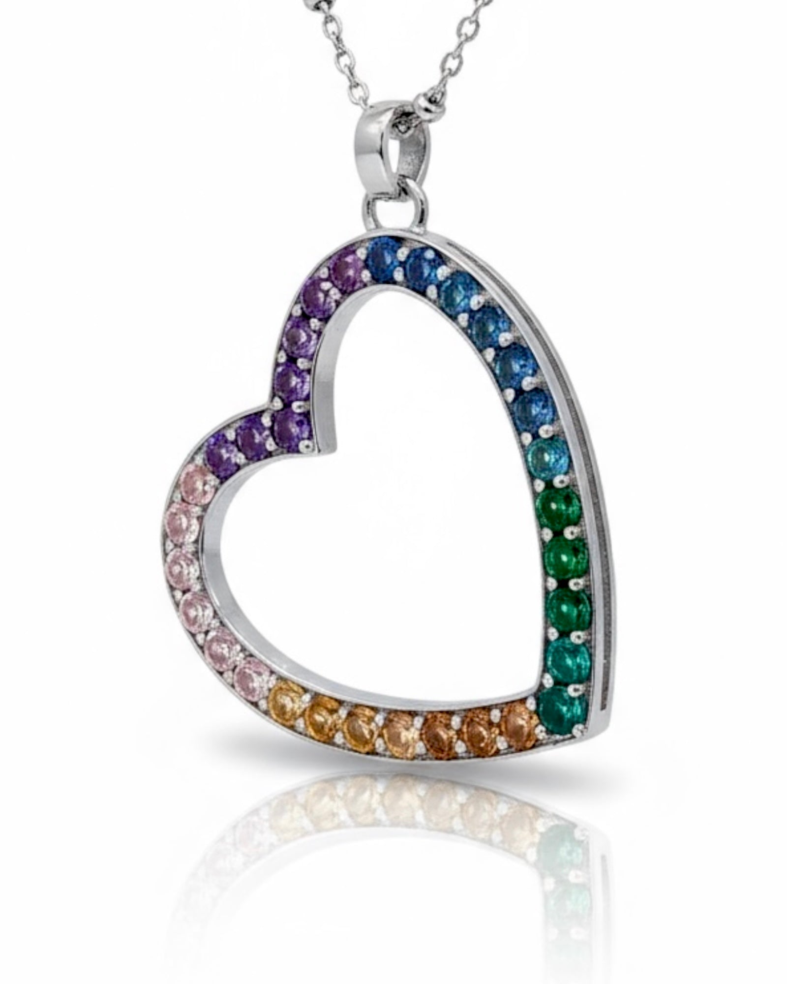 Colorful Heart Necklace in Silver
