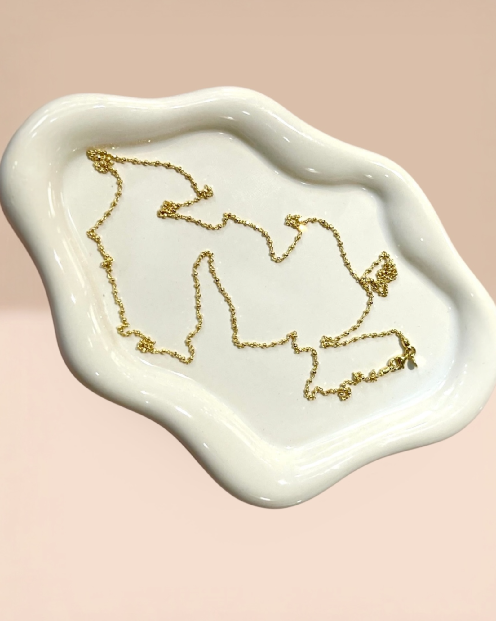 Colar Simples Bolinhas em Prata Dourada - 80cm