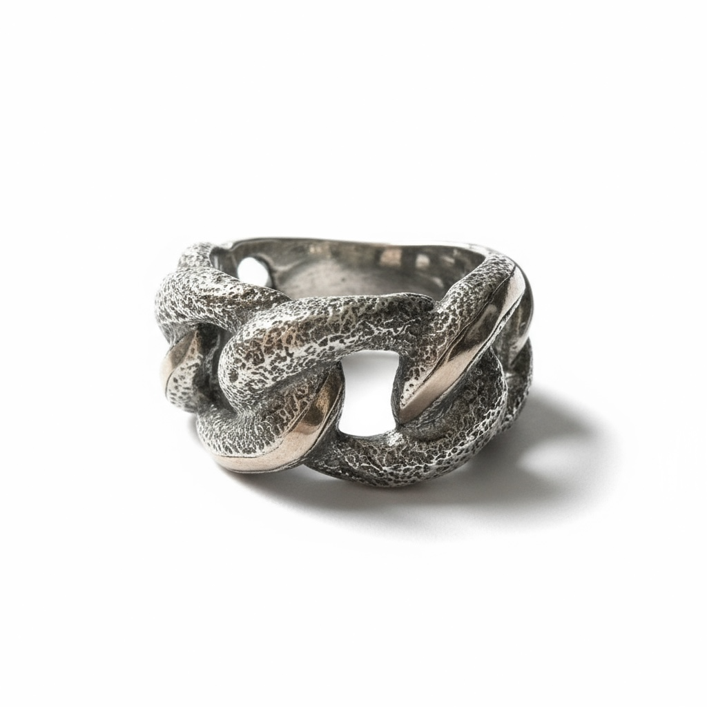 Silver and gold chain ring