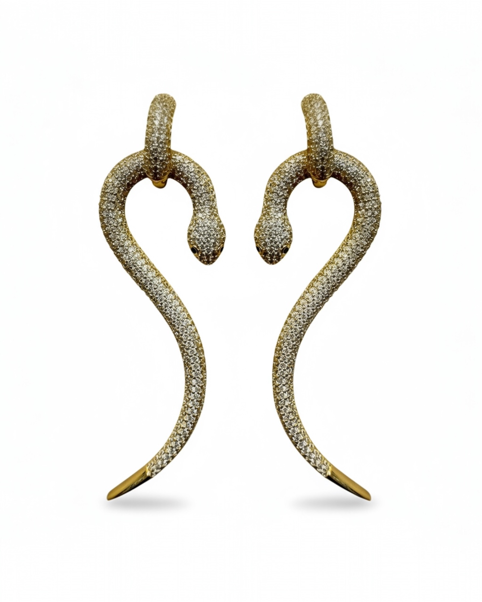 Brincos Cobra em Prata Dourada