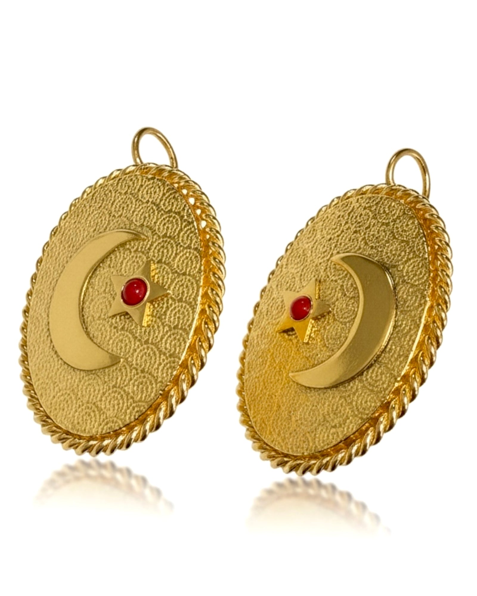 Baroque Red Flower Earrings in Gold-Plated Silver