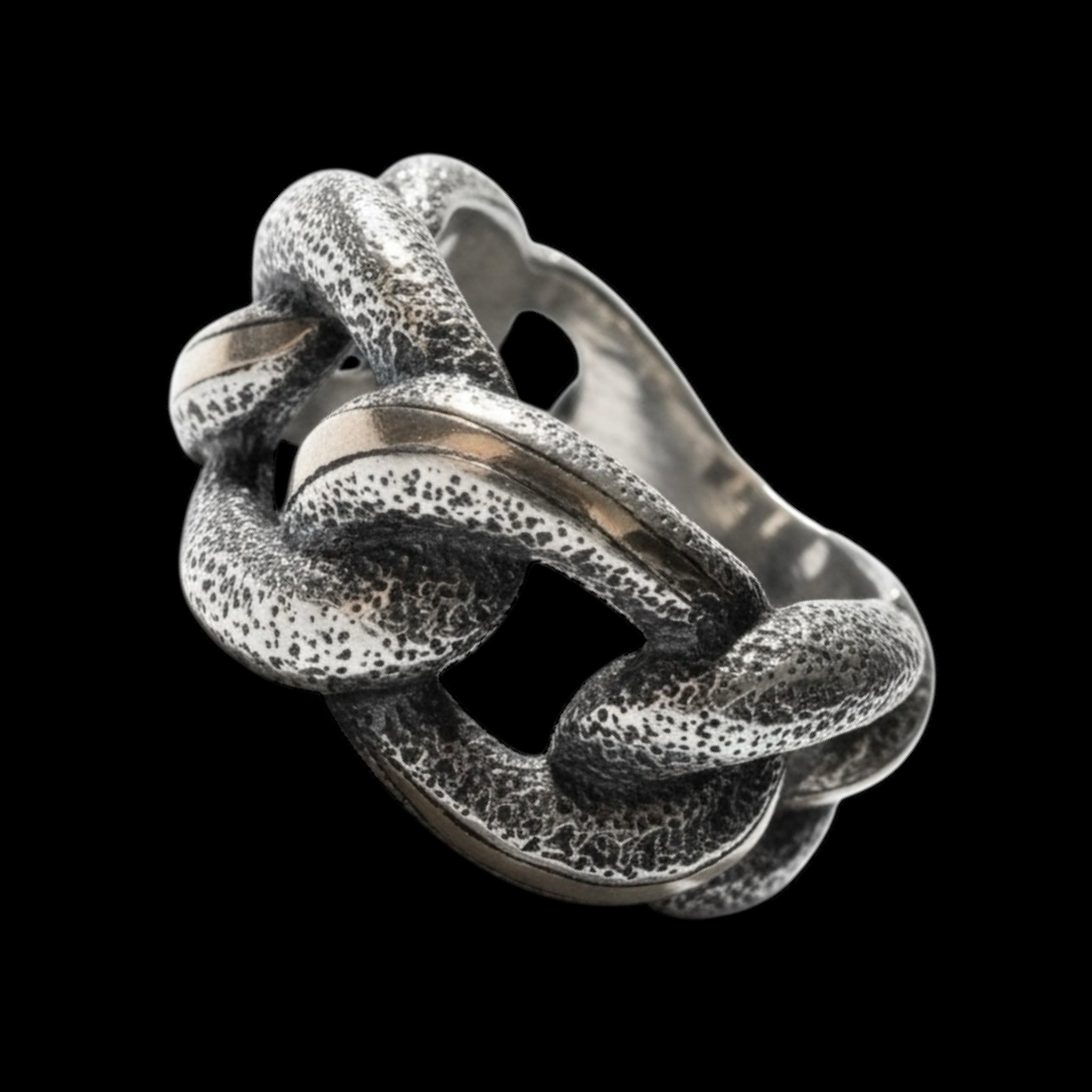 Silver and gold chain ring