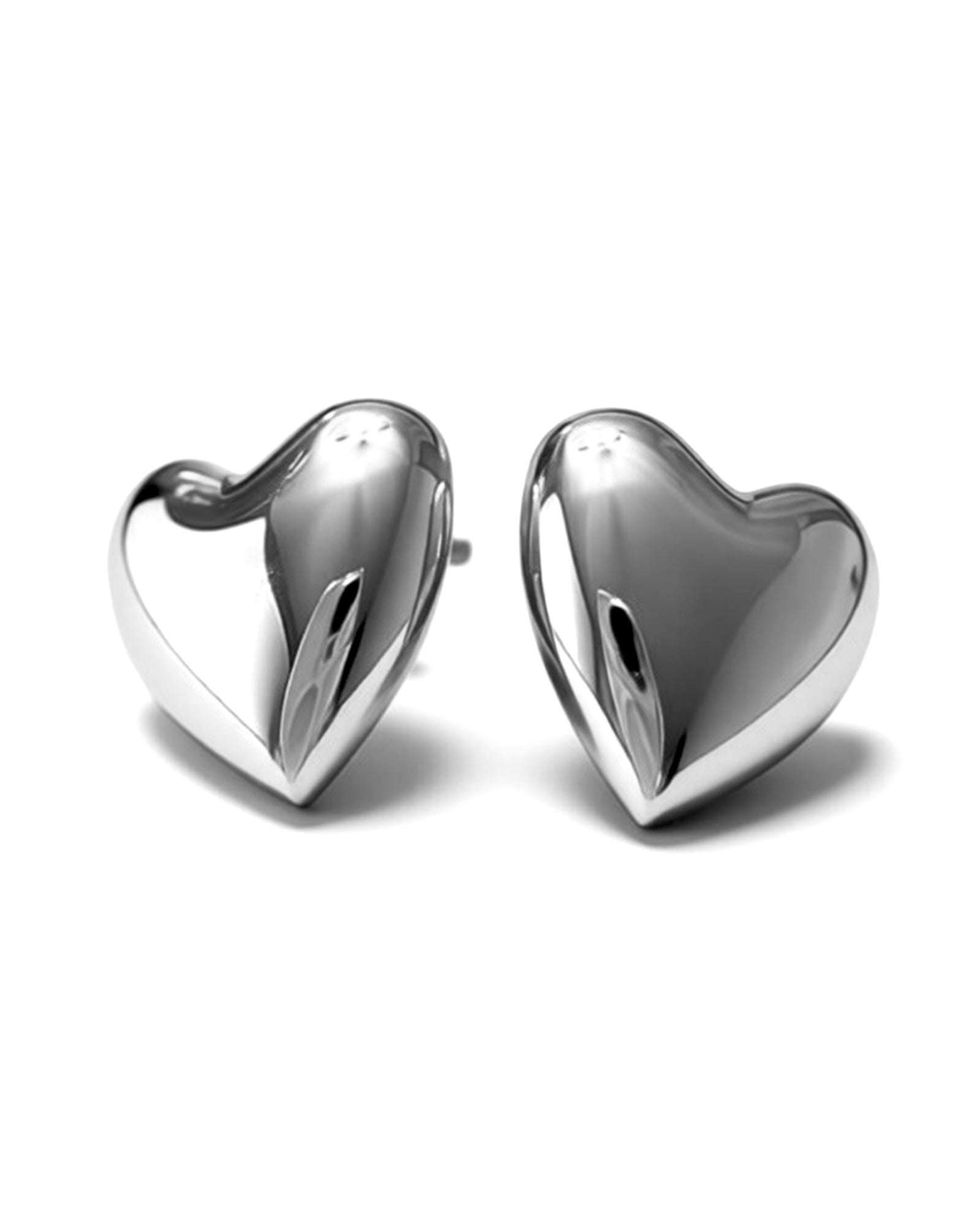 Full Heart Earrings in Silver