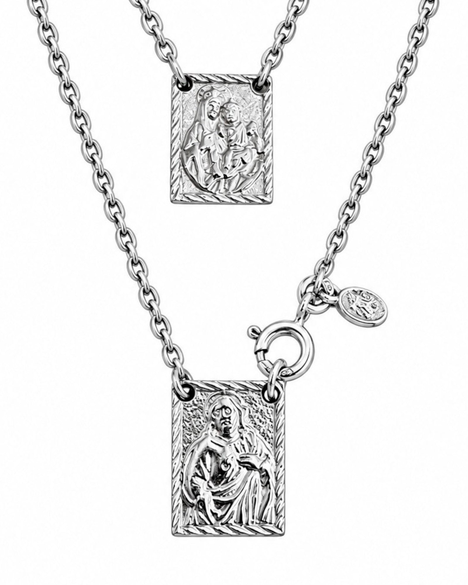 L- Men's Scapular Traditional Mesh in Silver