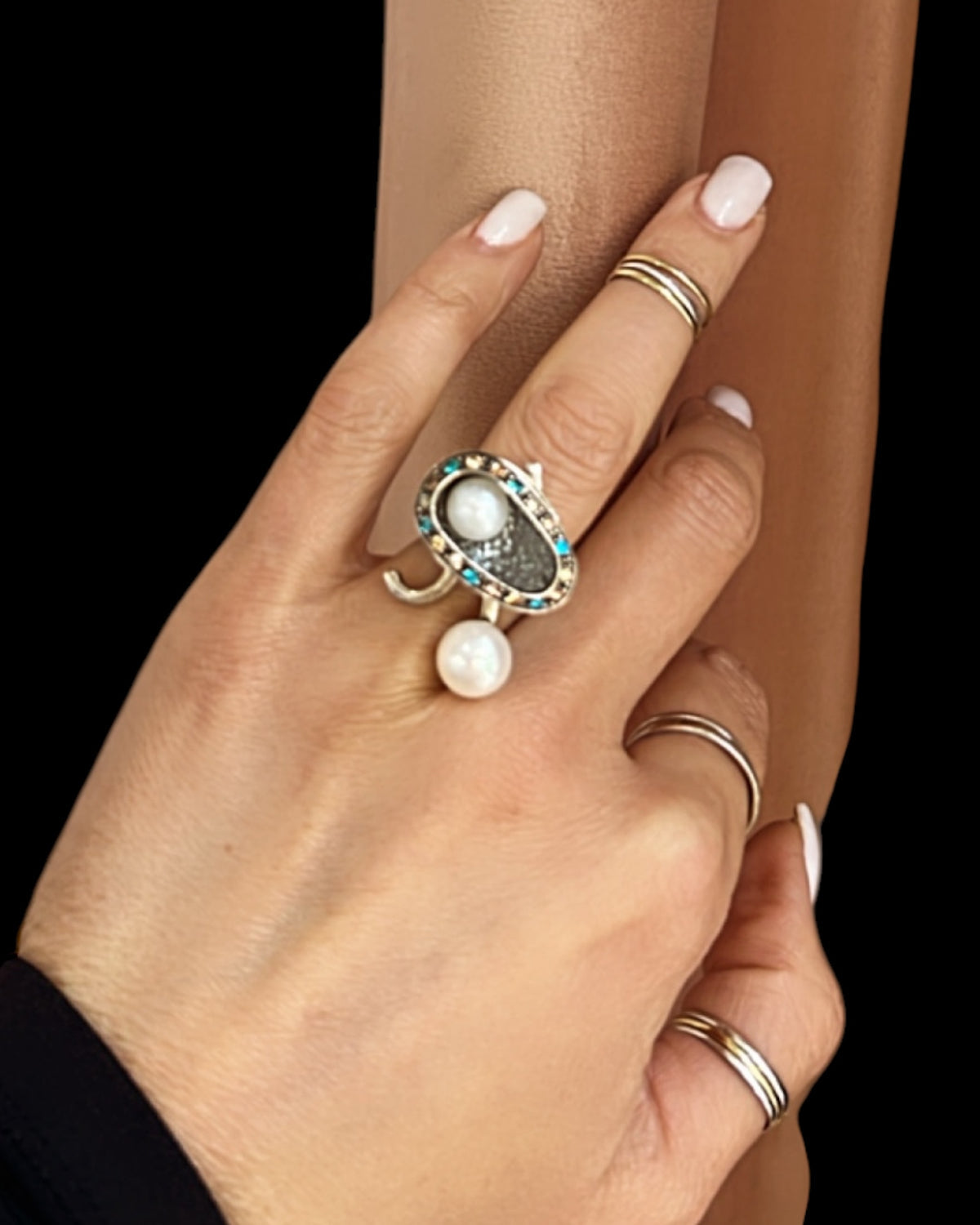 Anel Colorido em Prata