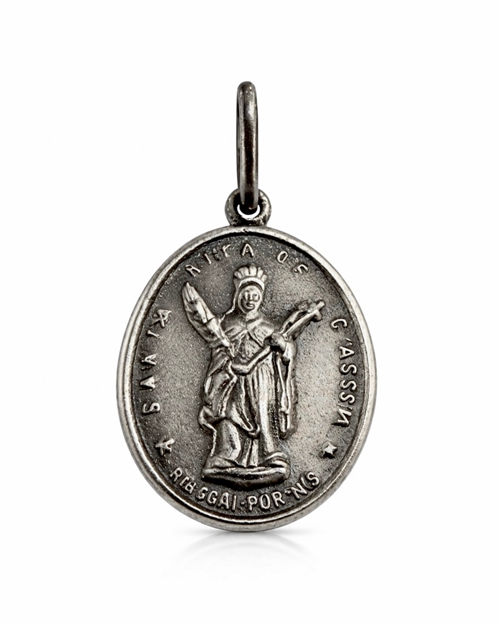 Saint Rita of Cascia Medal in White Silver