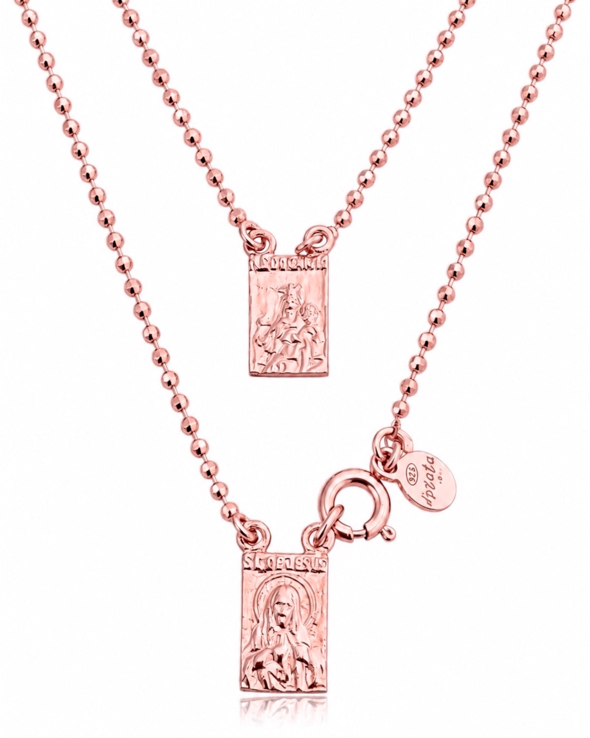 S - Rose Silver Sphere Mesh Scapular