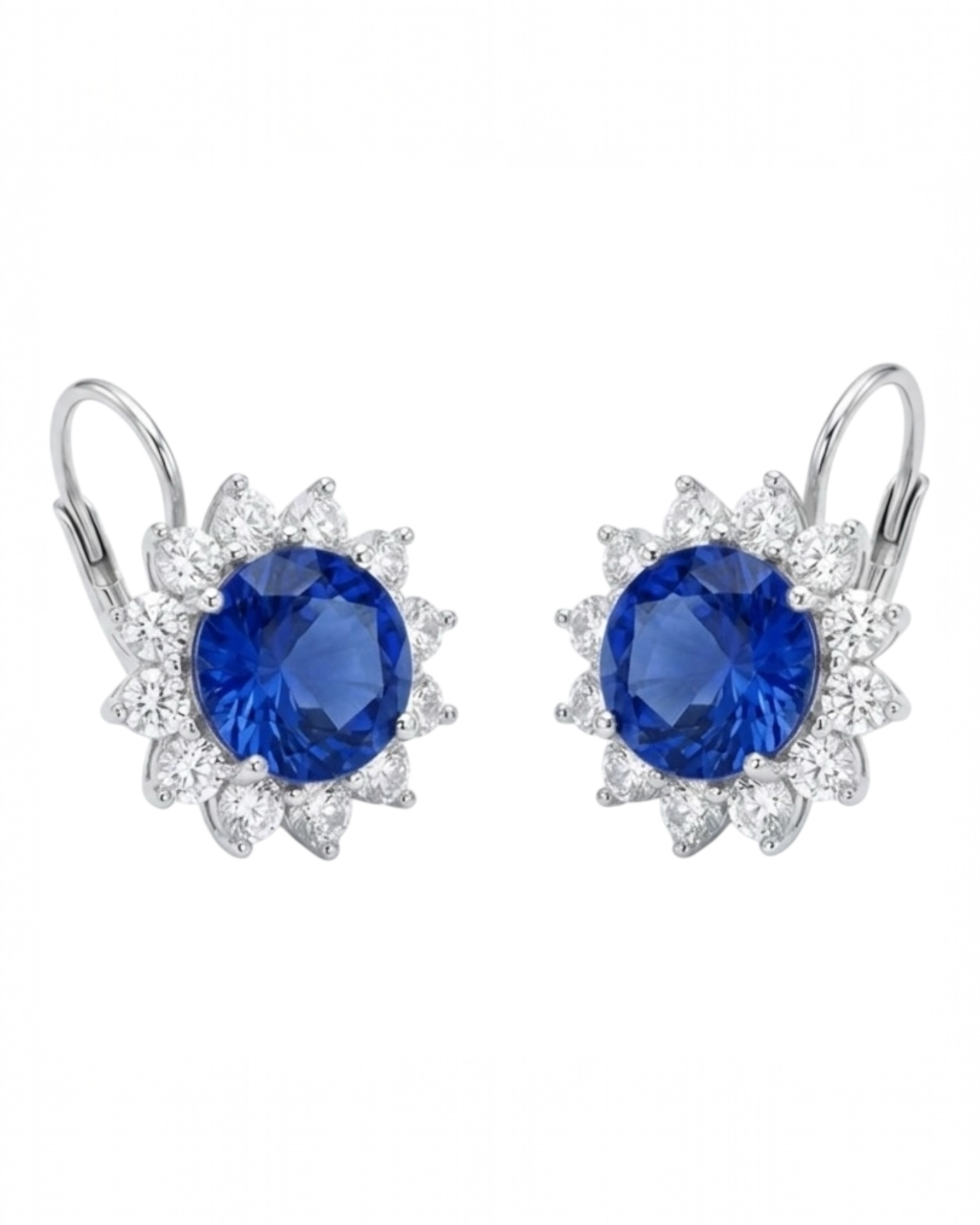 Brincos Cor Azul em Prata