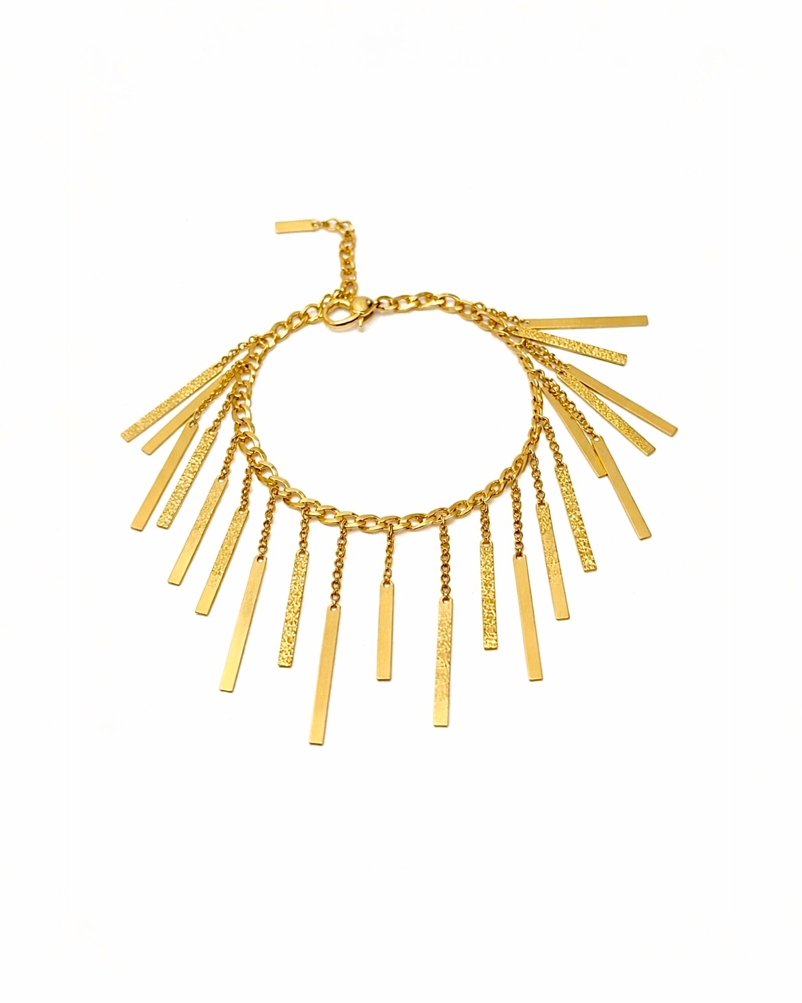 Pulseira Franjas em Prata Dourada