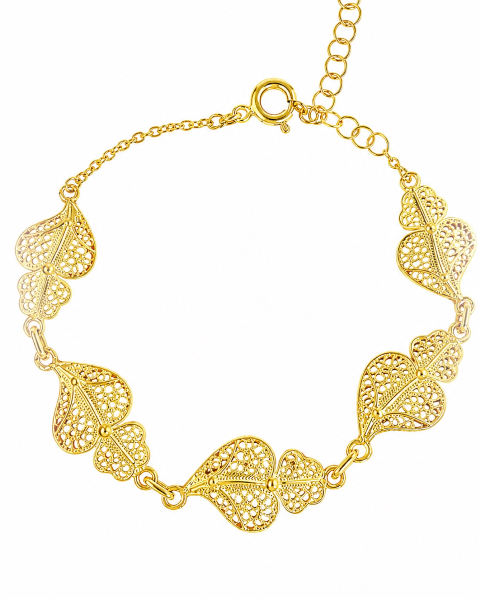Viana Heart and Two Hearts Bracelet in Gold-Plated Silver