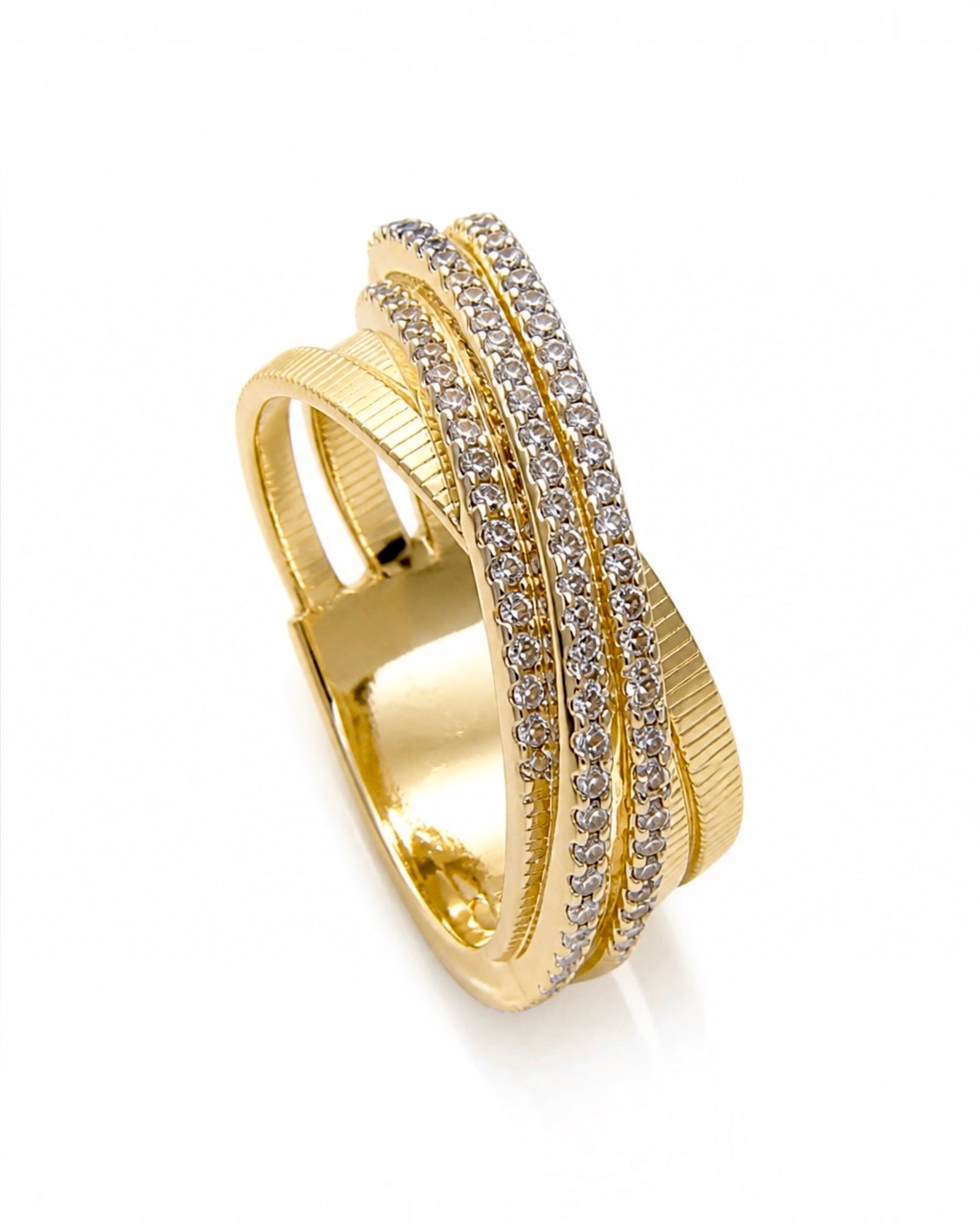 Crossed Ring in Silver and Gold-Plated Silver