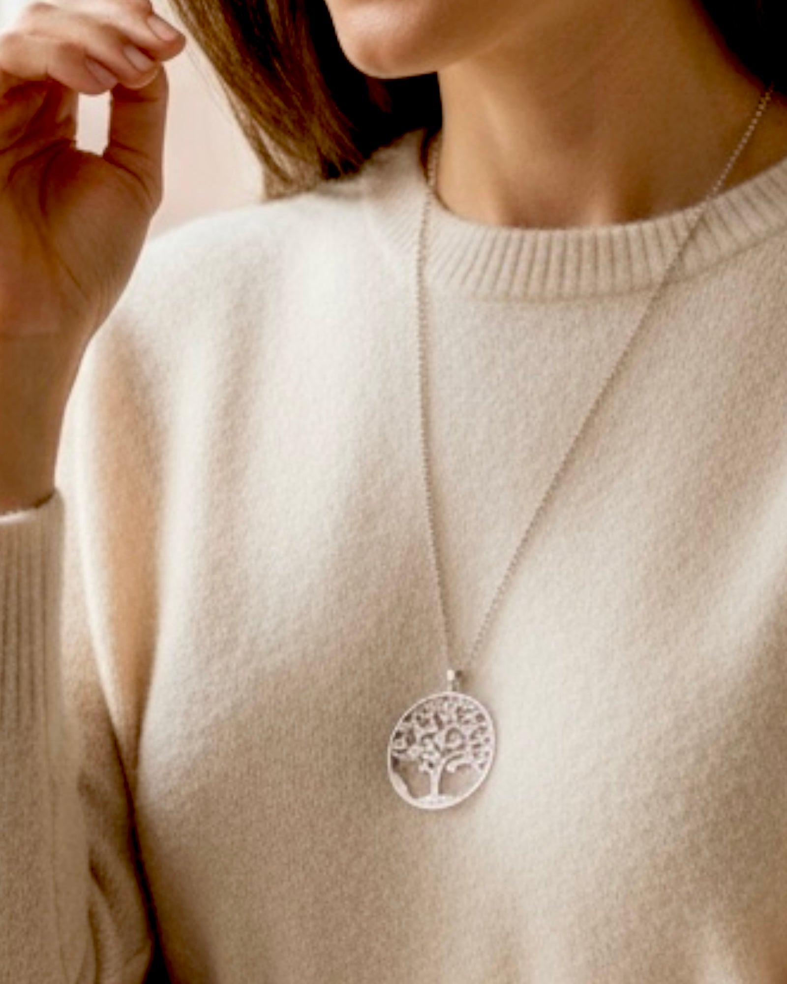 Tree of Life Necklace, Long or Double Wrap, in Silver