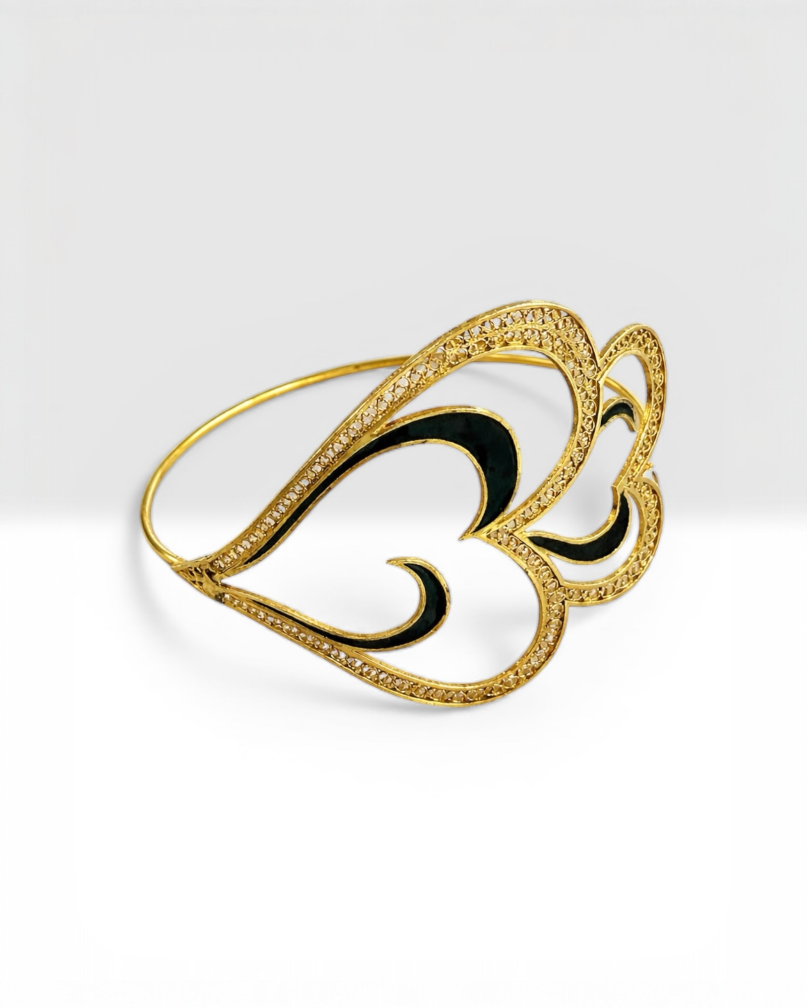 Viana Heart Slave Bracelet / Love Bracelet with Blue Enamel in Gold-Plated Silver